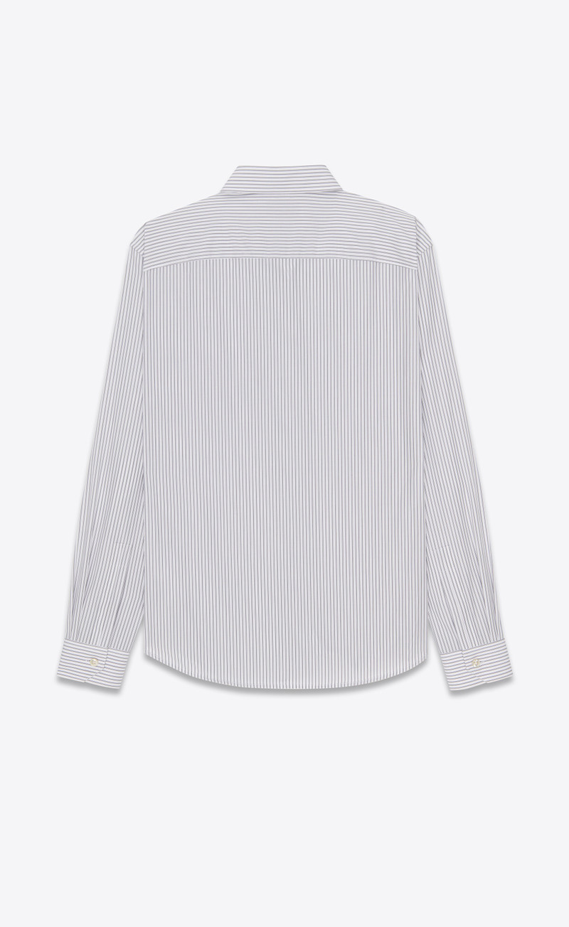 SAINT LAURENT monogram shirt in striped cotton poplin outlook