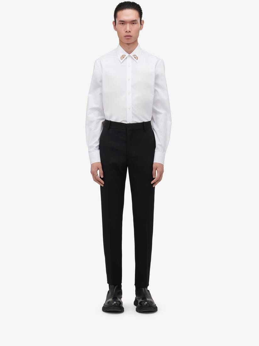 Men's Tailored Cigarette Trousers in Black - 2