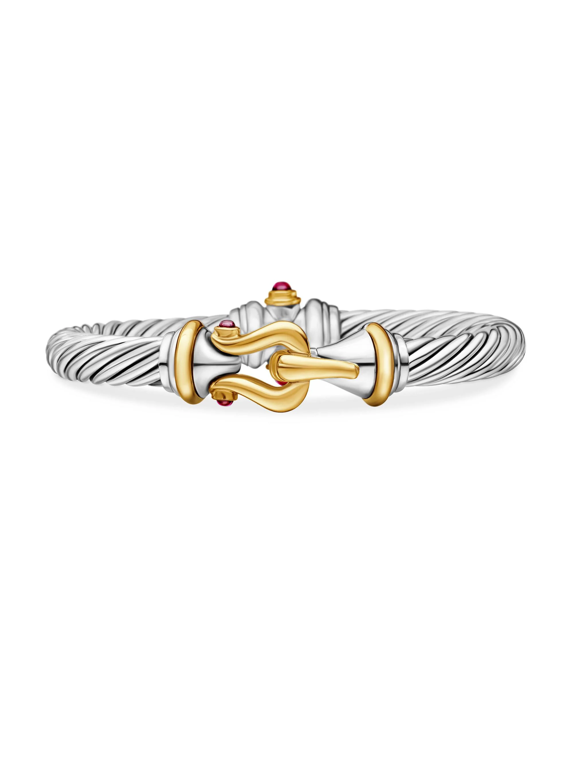 Women's Buckle Classic Cable Bracelet in Sterling Silver - Rhodolite Garnet - 1