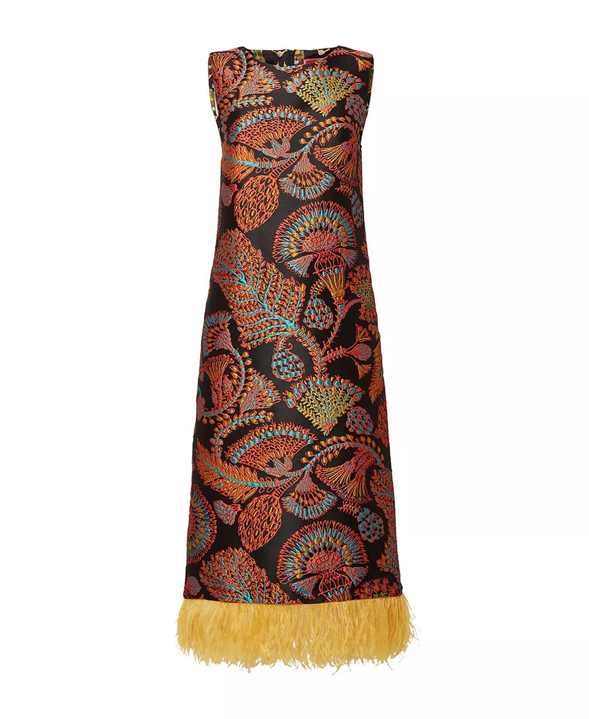 Column Dress (With Feathers) Jacquard Sicomore Black - 3
