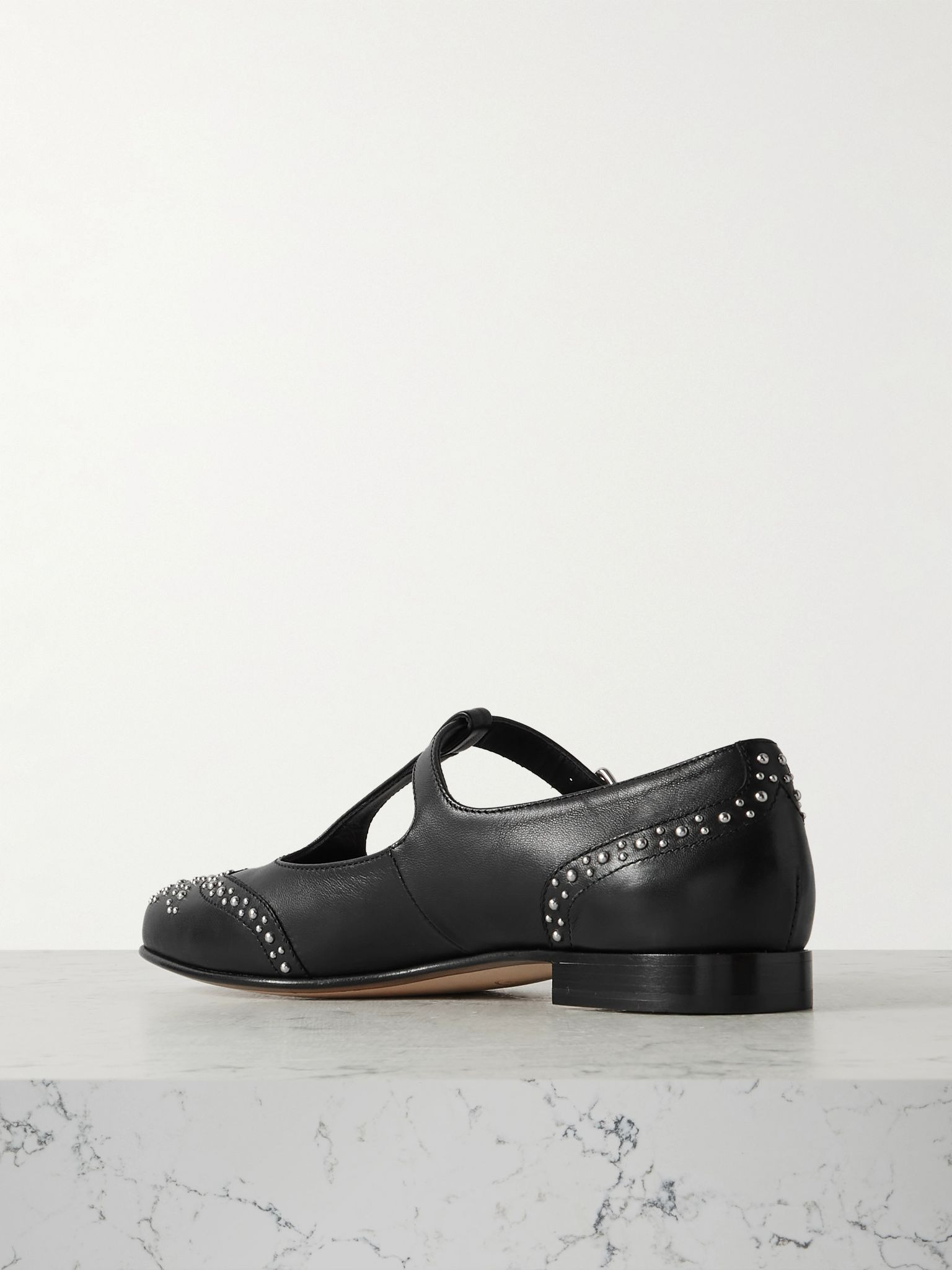 Opal studded leather Mary Jane brogues Black - 3
