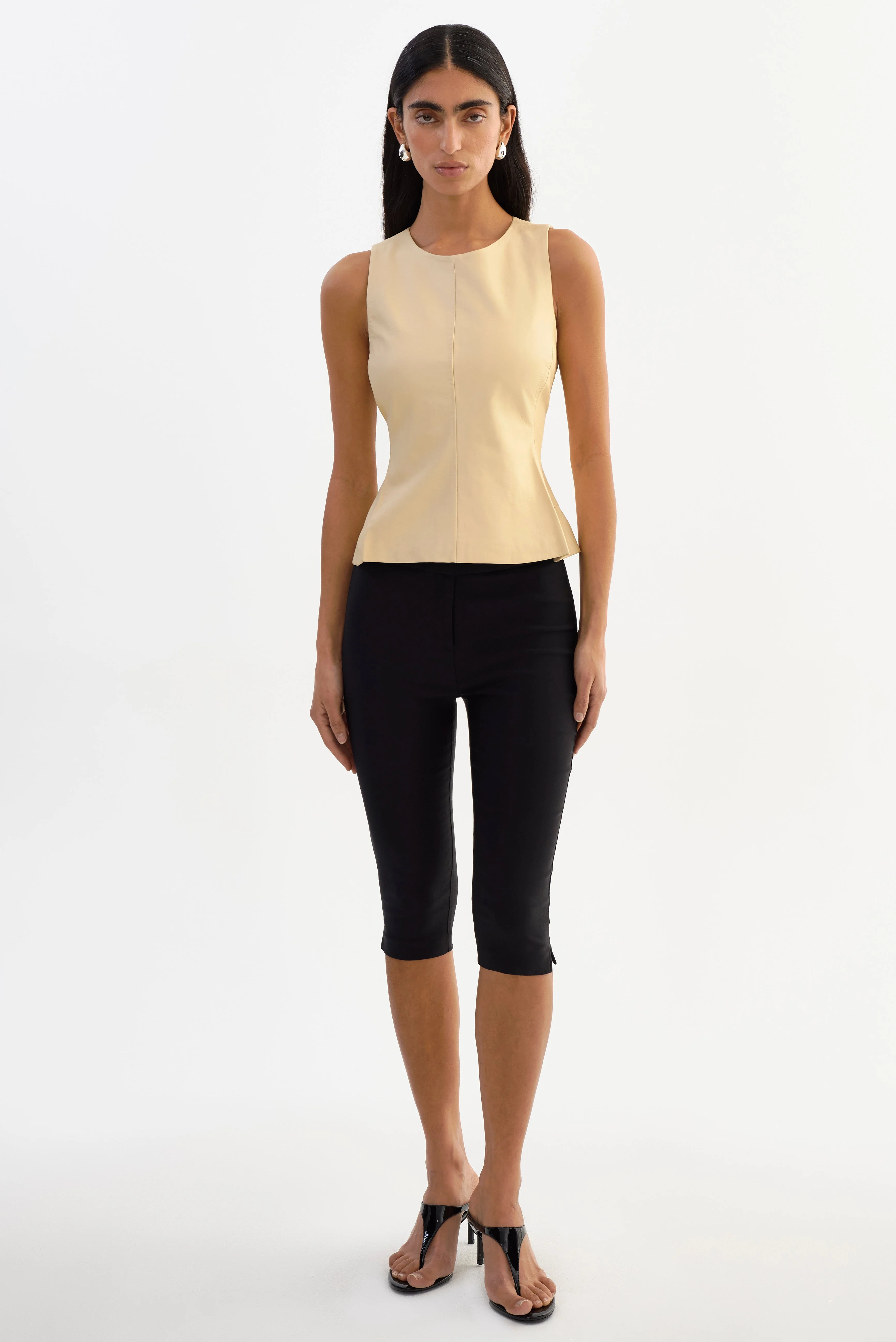 BLAIR | Sleevless Leather Peplum Top - 1