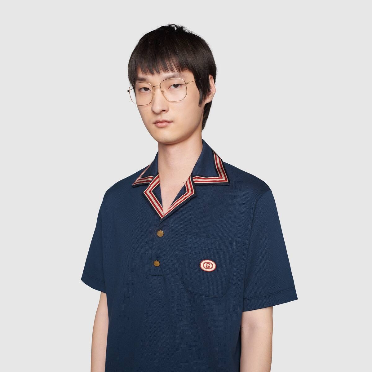 Cotton polo with Interlocking G patch - 5