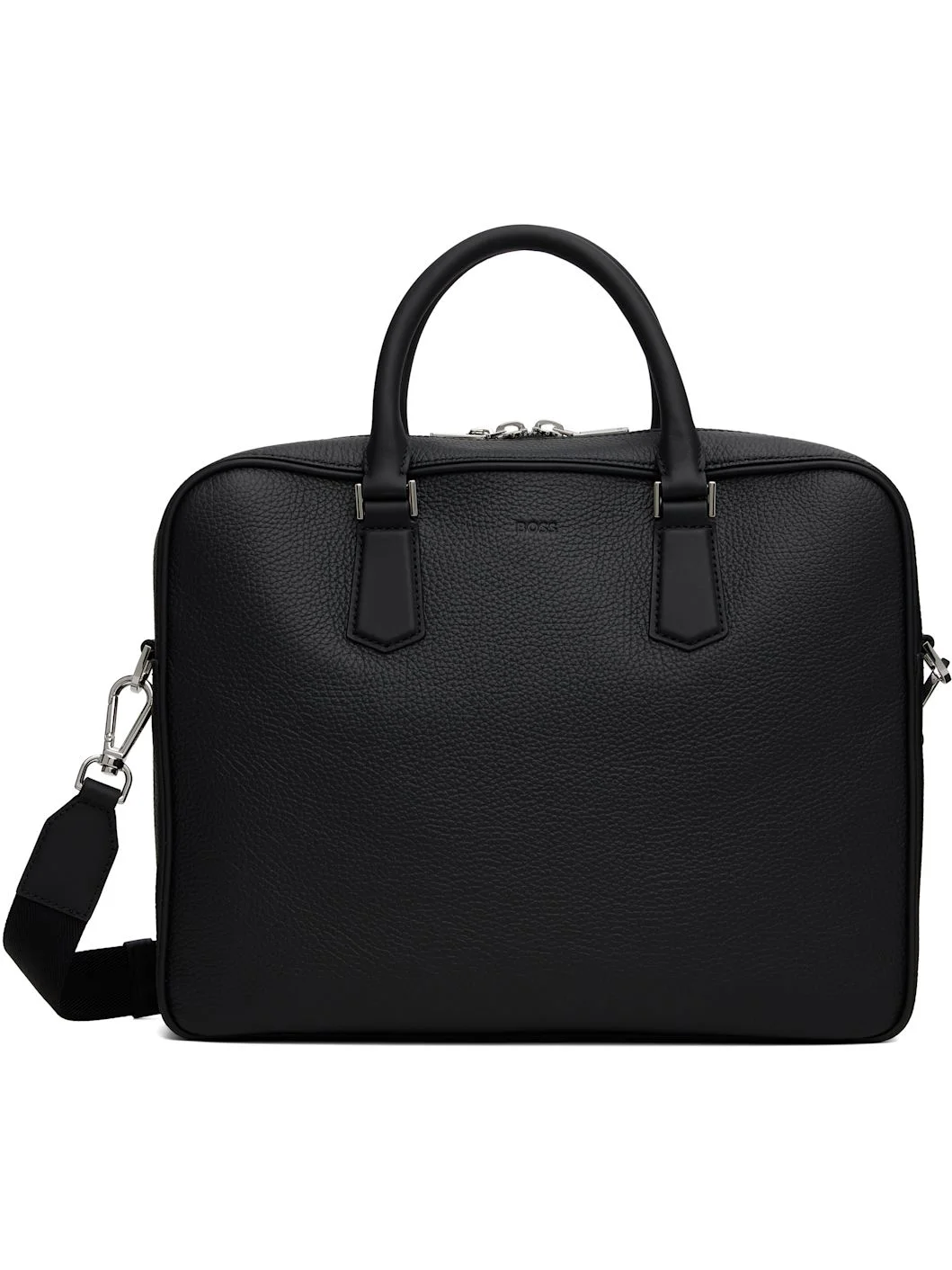 Black Grained Leather Briefcase - 1