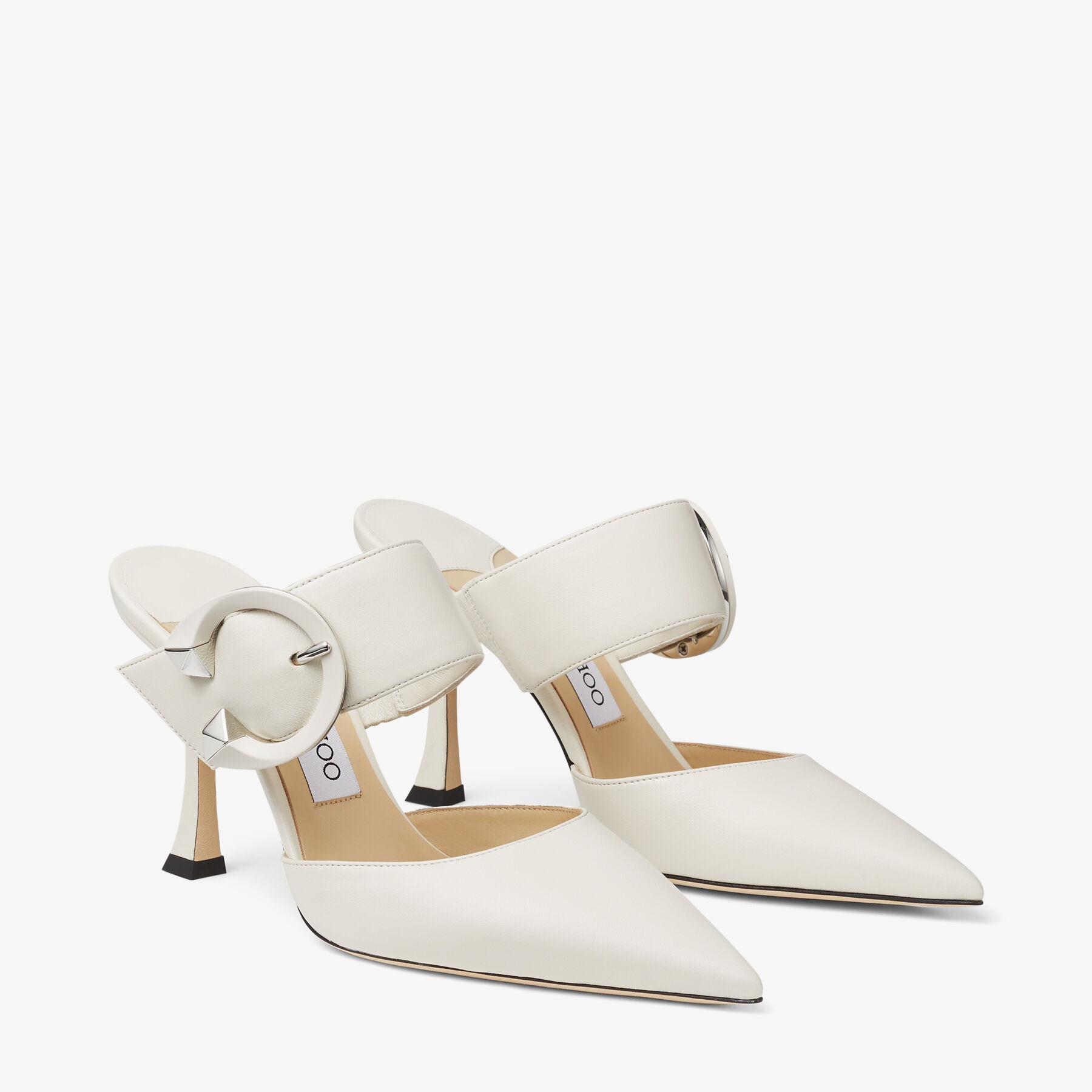 Magie 90
Latte Nappa Leather Pointed-Toe Mules with C-Buckle - 3