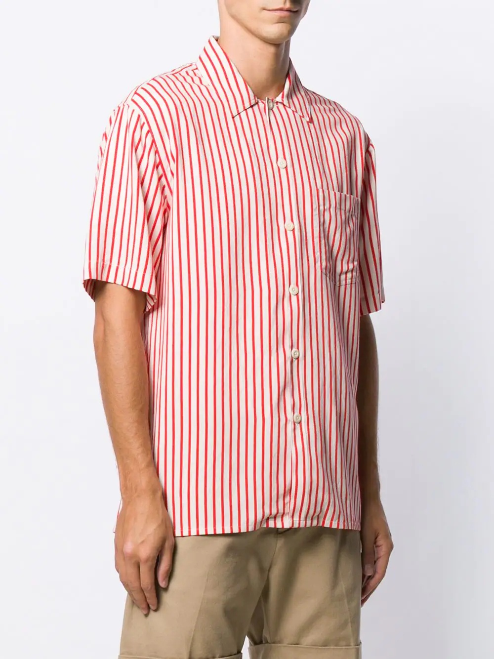 striped camp collar short-sleeve shirt - 3