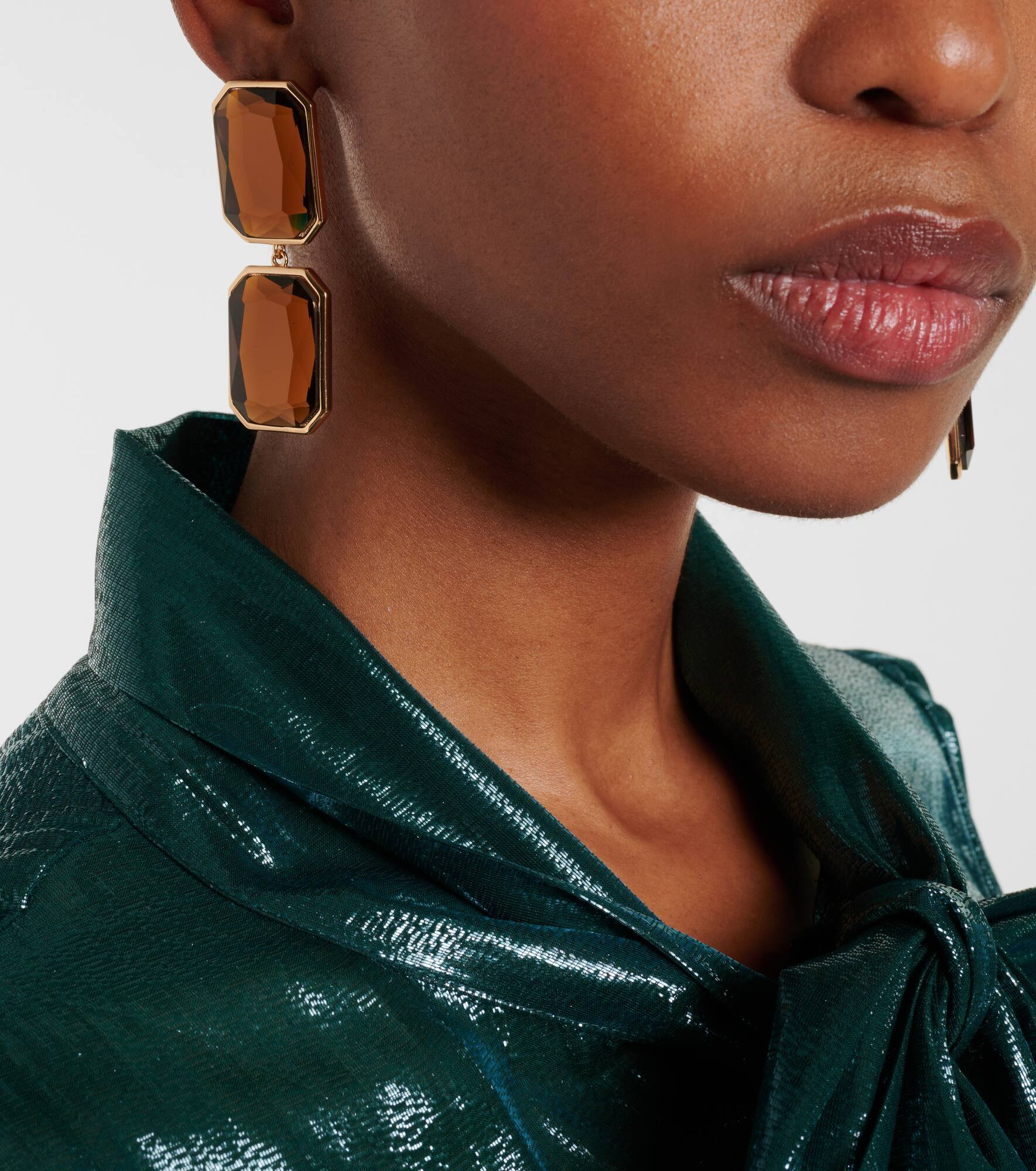 Amber gold-plated drop earrings - 3