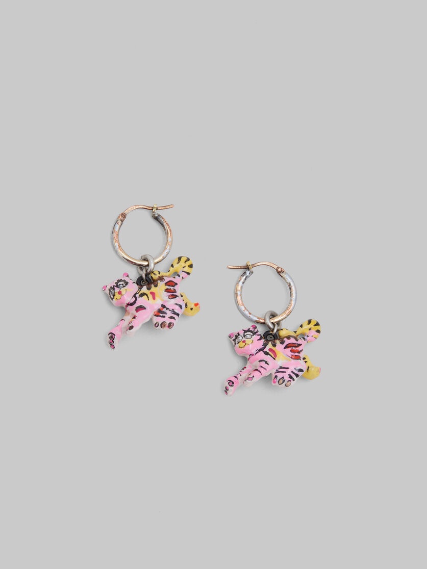 HOOK EARRINGS WITH TIGER PENDANTS - 4
