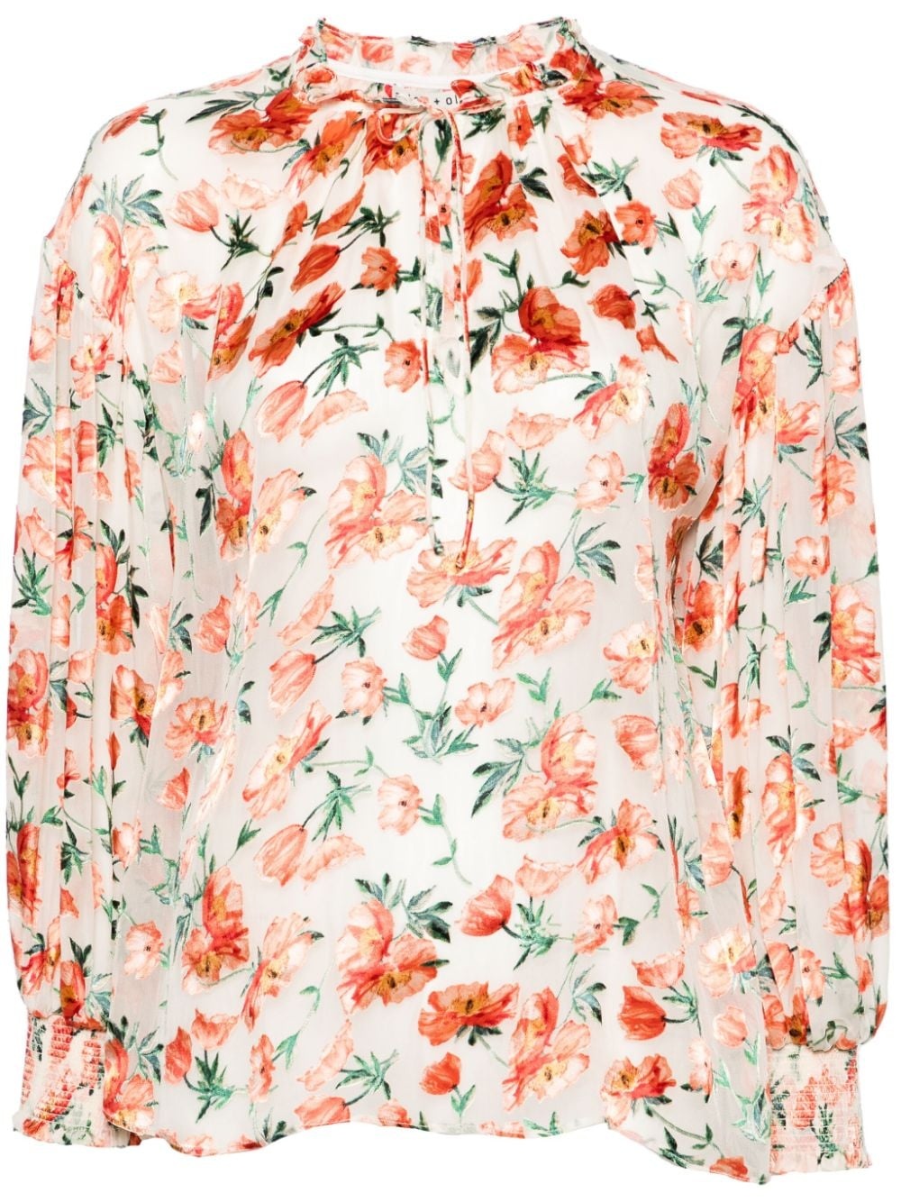 Julius floral-jacquard organza blouse - 1