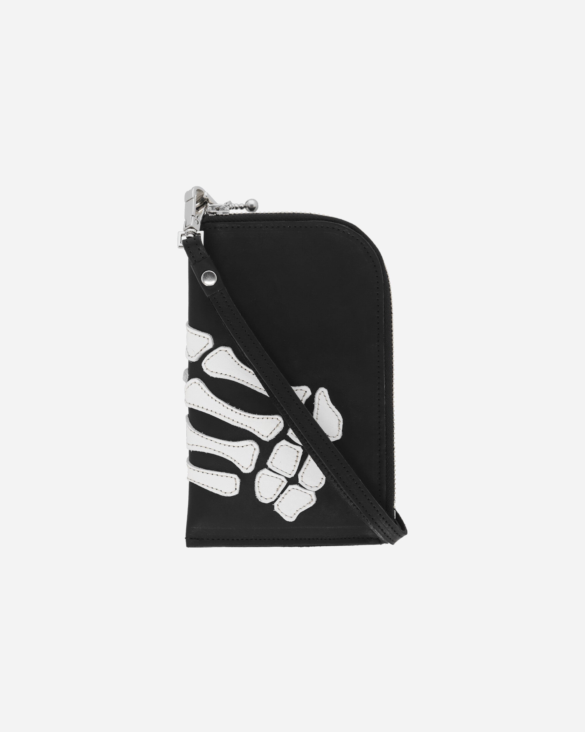Thumb-Up Bone Hand Zip Neck Pouch Black - 2