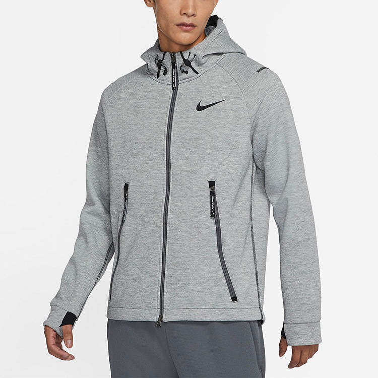 Nike Pro Therma-FIT Full-length zipper Cardigan Knit Training Hooded Jacket Gray DD1879-068 - 3