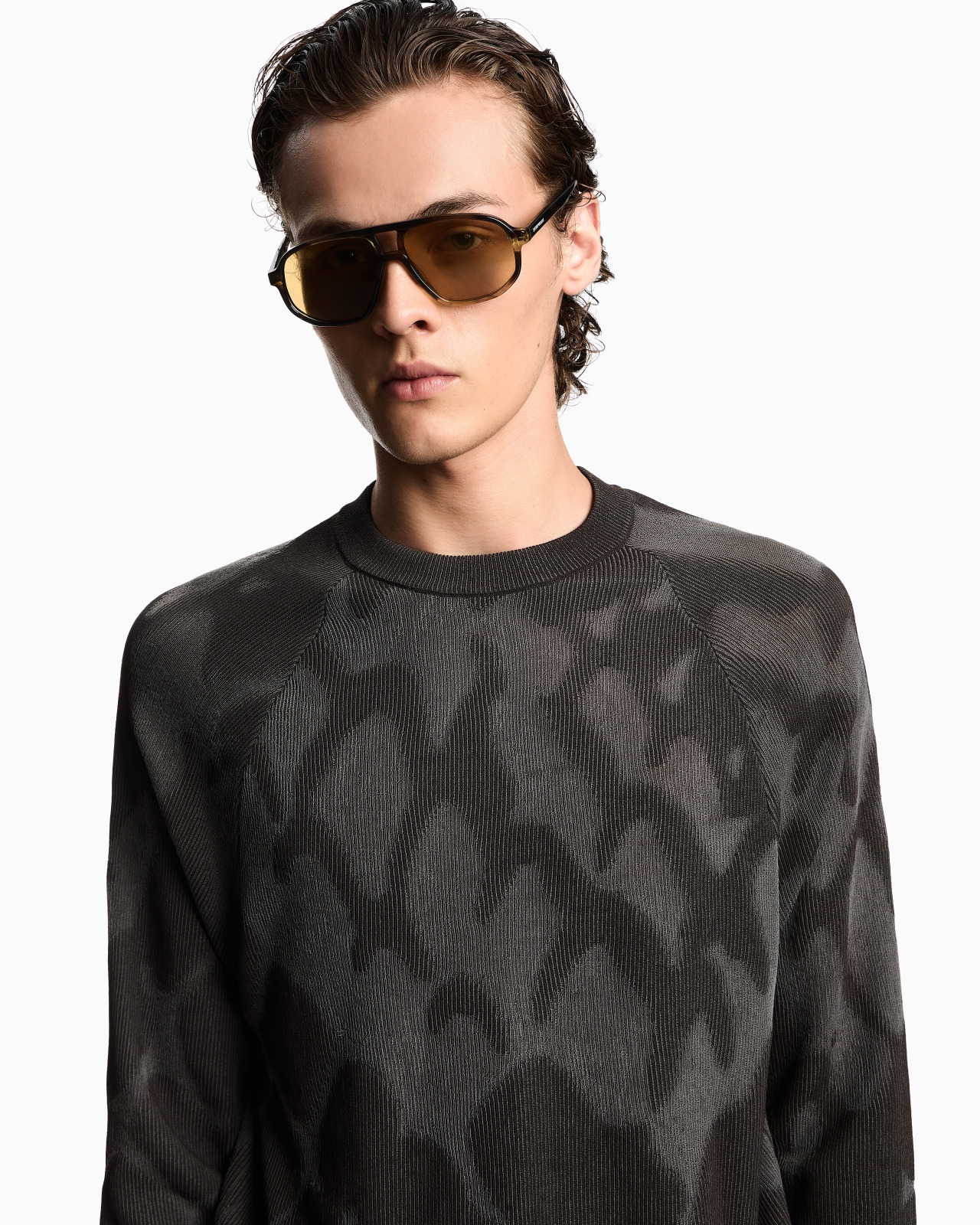 PLATED RIBBED VISCOSE-BLEND JUMPER WITH AN ALL-OVER DESIGN - 5