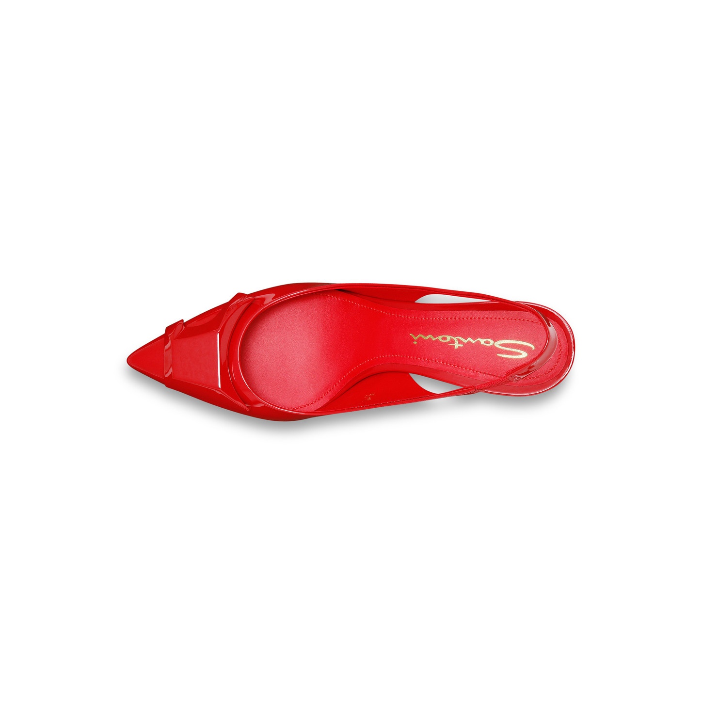 Women's red patent leather mid-heel Santoni Sibille pump - 5