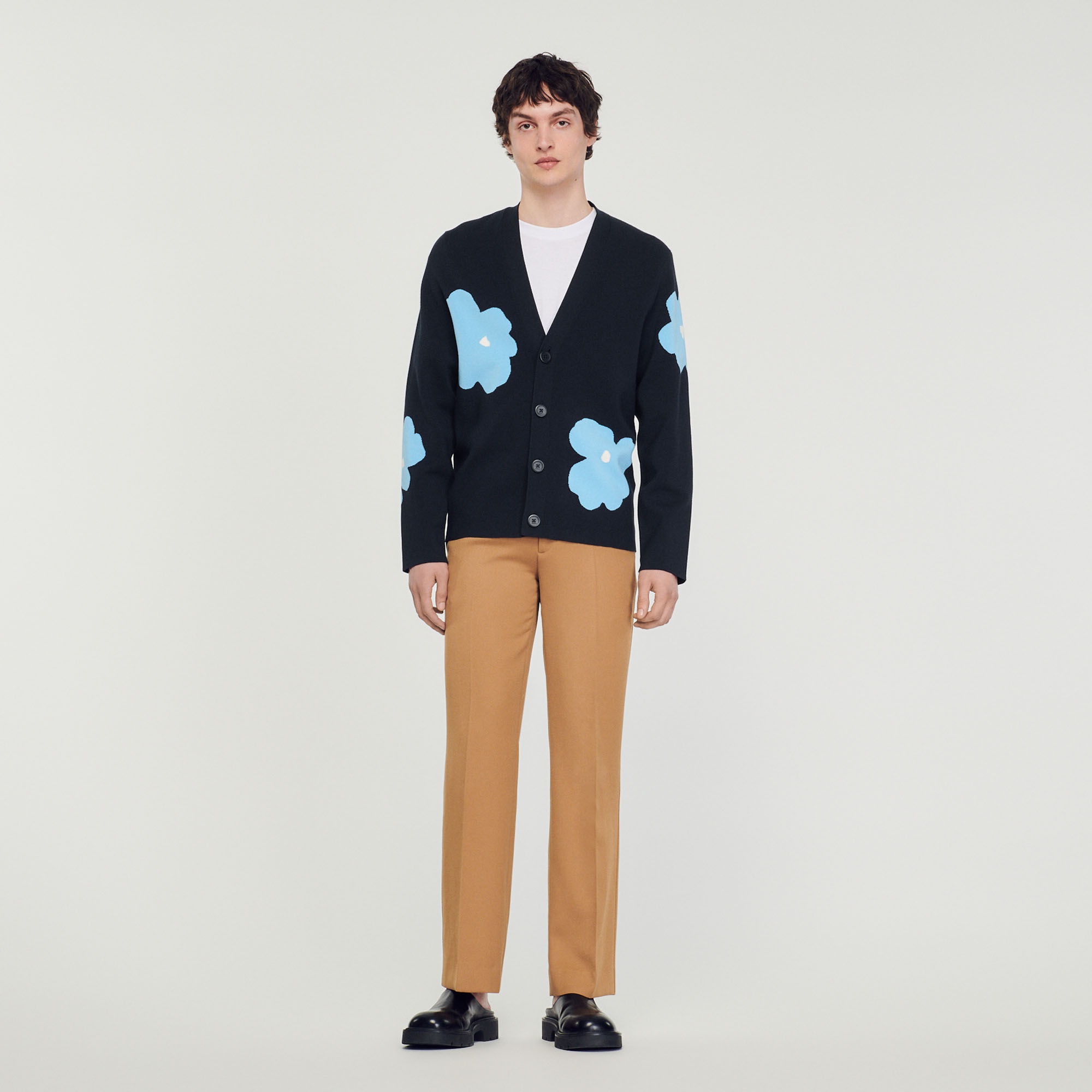 Knit cardigan with flower motifs - 3
