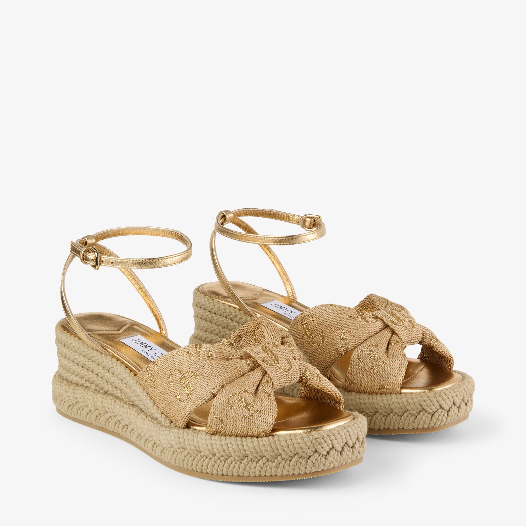 Aella Wedge 60
Gold Raffia Wedge Sandals - 2
