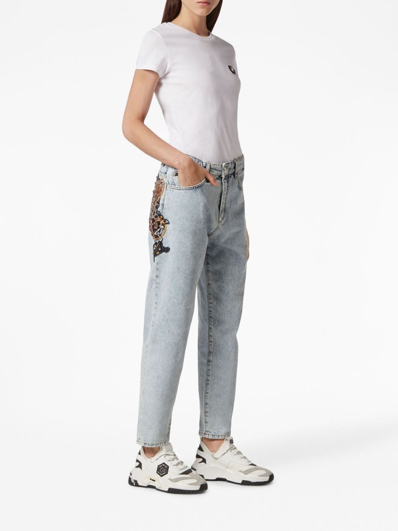 PHILIPP PLEIN paisley-embroidered wide-leg jeans outlook