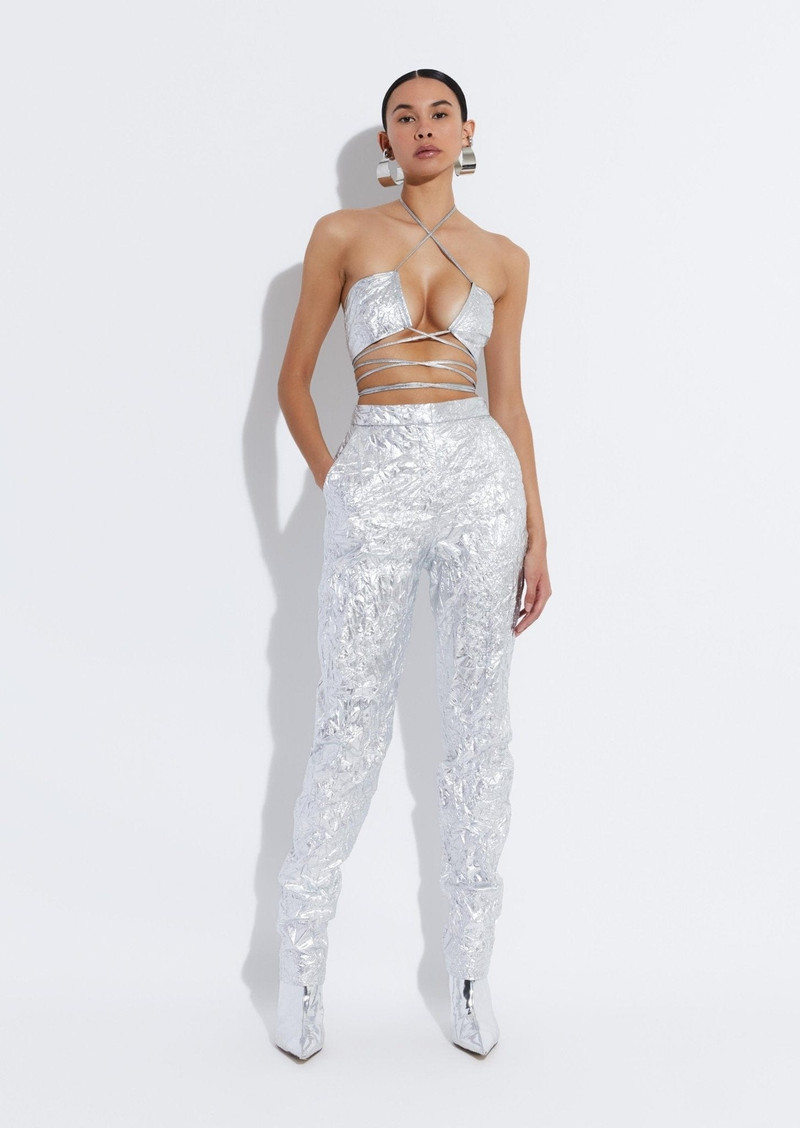 LAPOINTE Crinkle Metallic Tie Bra Top outlook