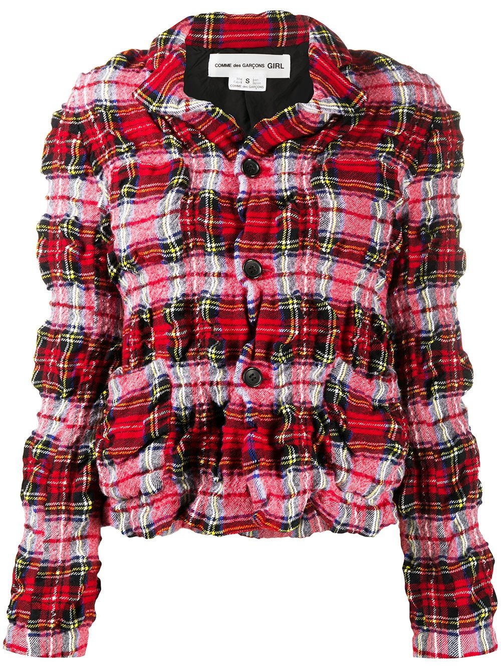 creased checked print jacket - 1