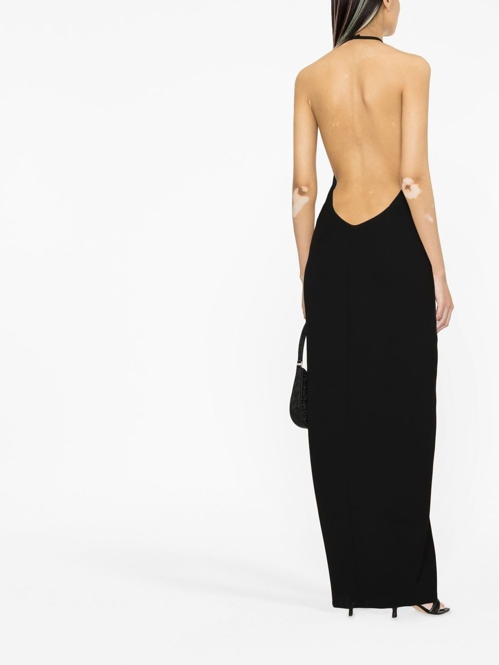 halterneck plunging-neckline gown - 3
