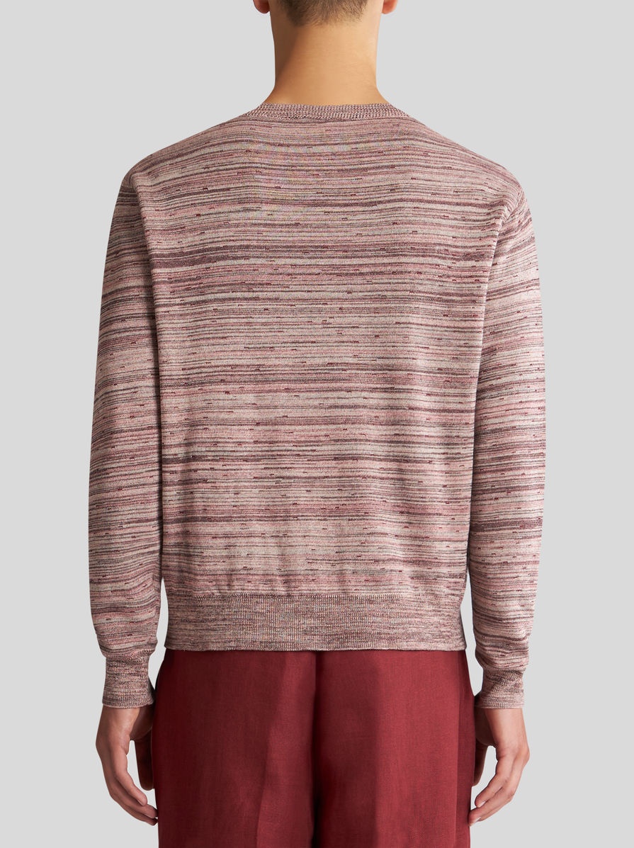 STRIPED SILK AND COTTON SWEATER - 5