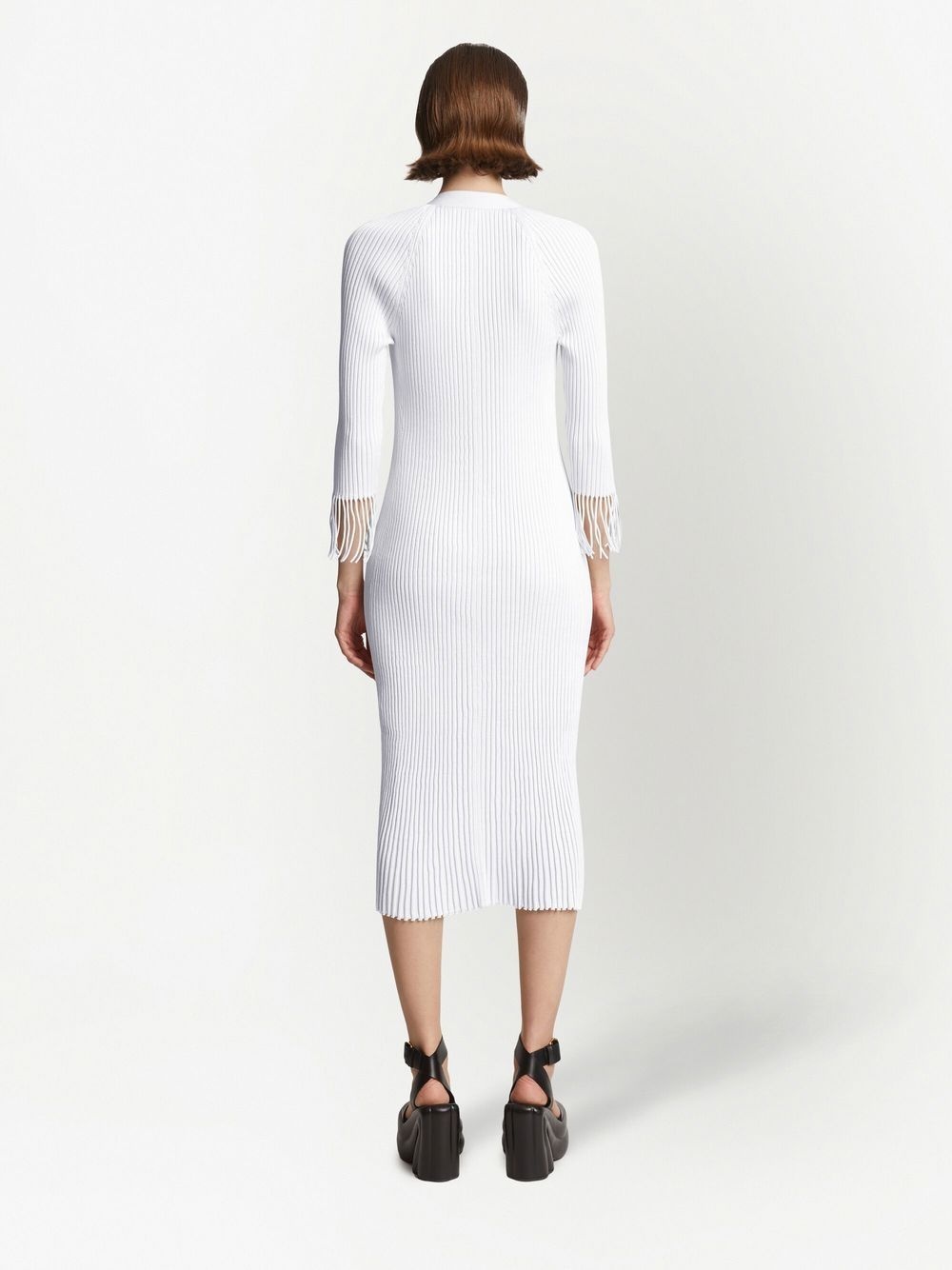 ribbed-knit buttoned-up dress - 4