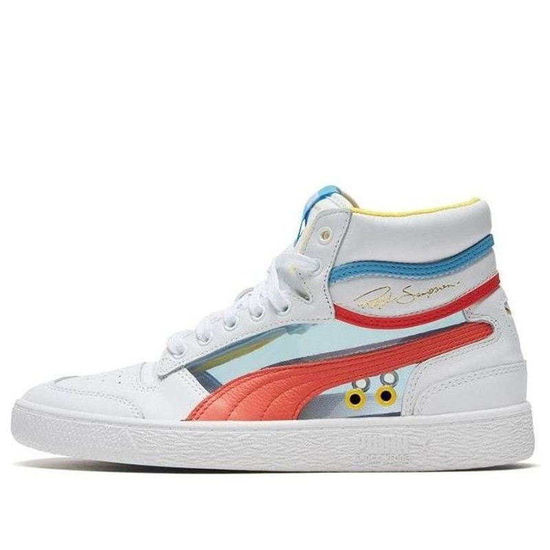 PUMA Ralph Sampson Mid Glass 'White/Hot Coral/Ethereal Blue' 371582-02 - 1