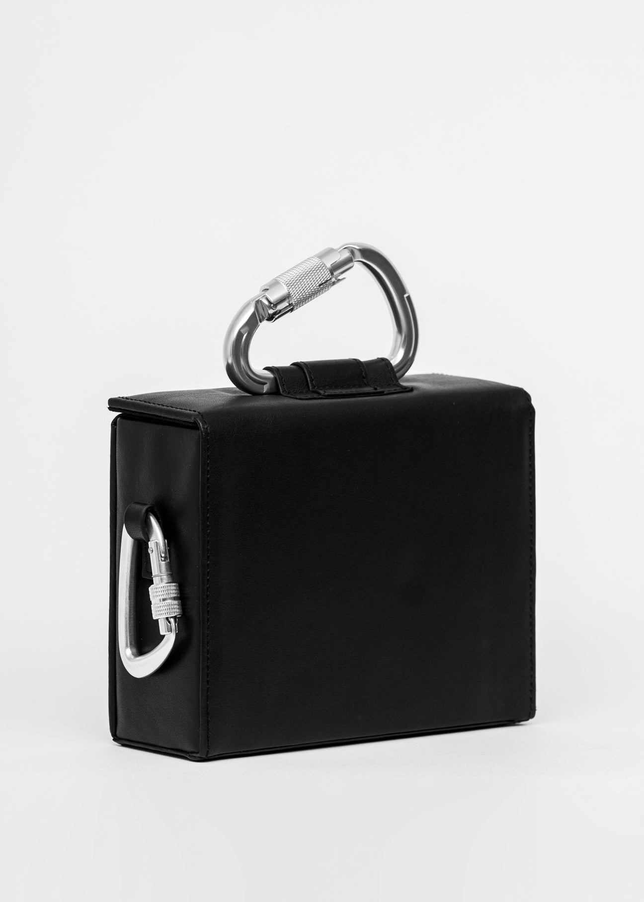 BLACK LEATHER CARABINER BOX BAG - 7