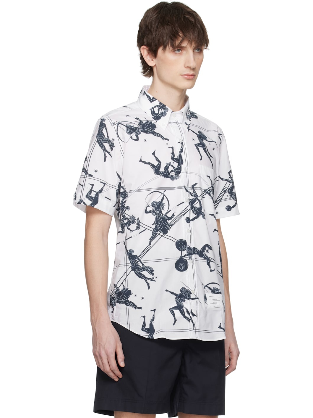 White & Navy Olympic Constellation Poplin Shirt - 2