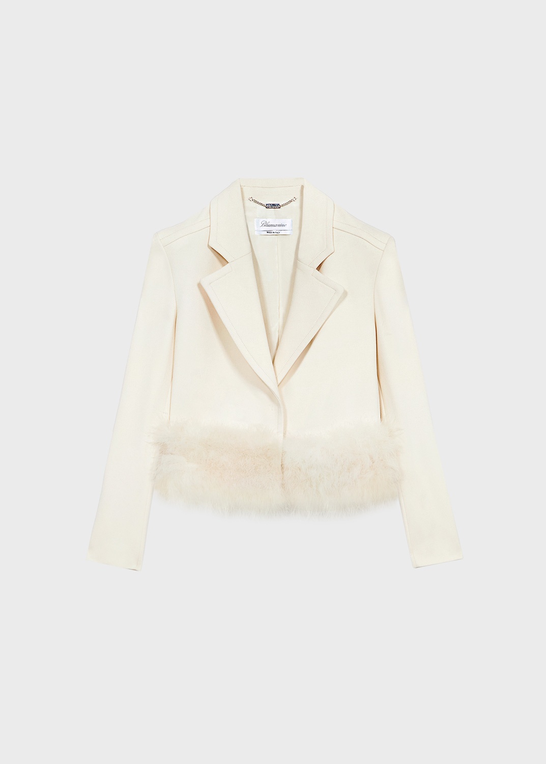 CRÊPE SABLE' VISCOSE JACKET WITH MARABOU FEATHERS - 1