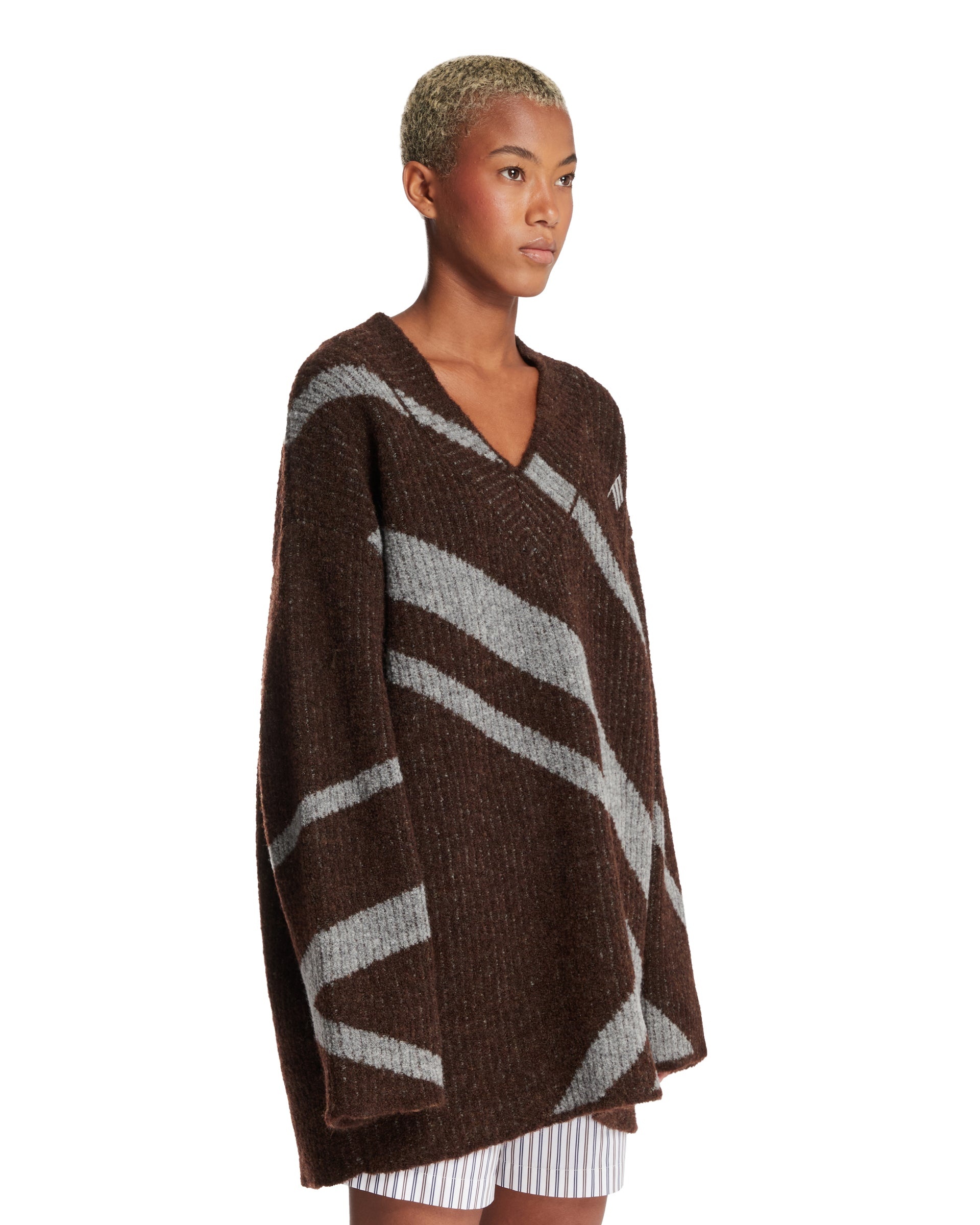 Brown Wool Oversized Sweater - 4