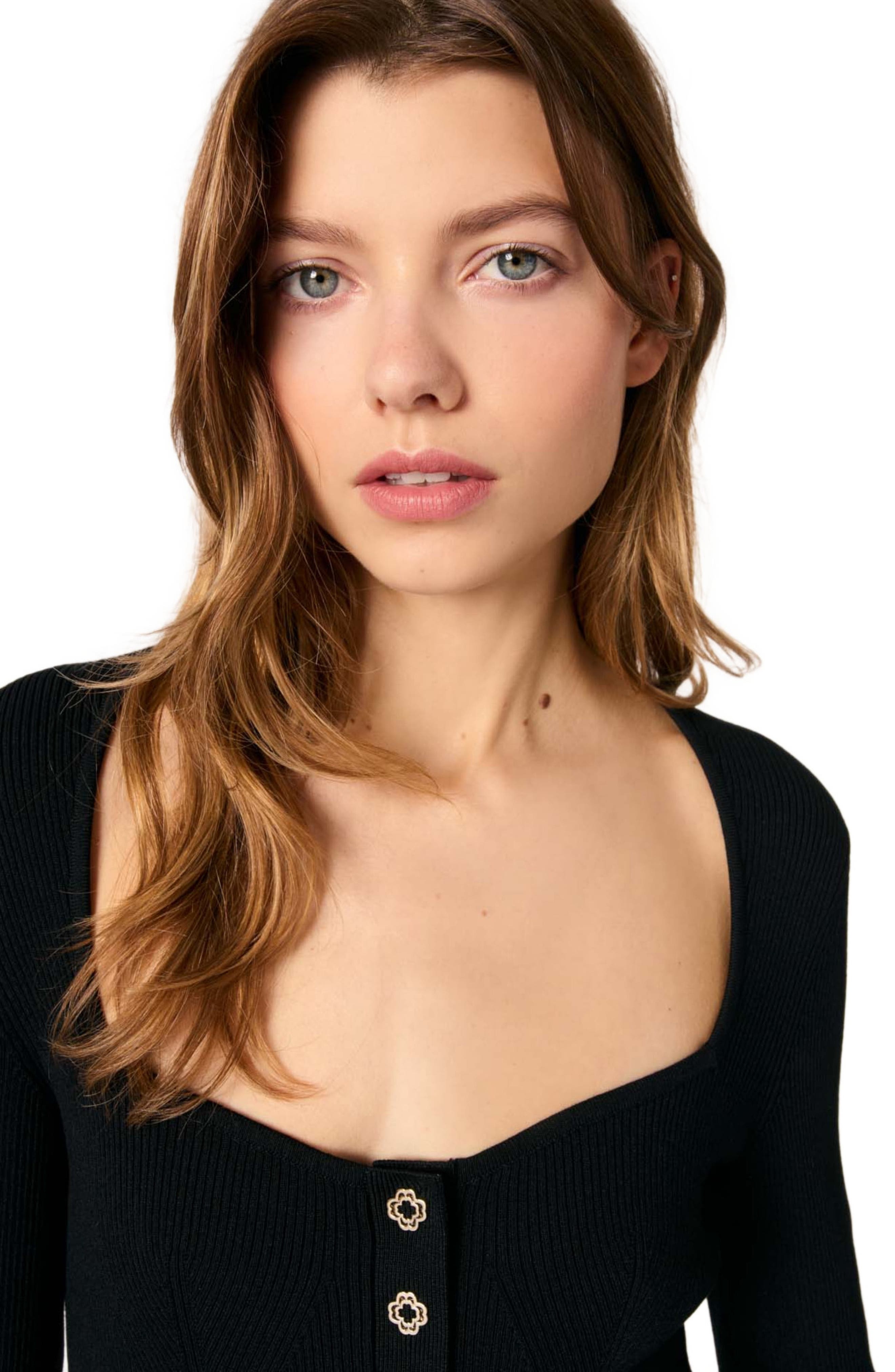 maje Low-neck rib knit sweater in Black at Nordstrom - 5