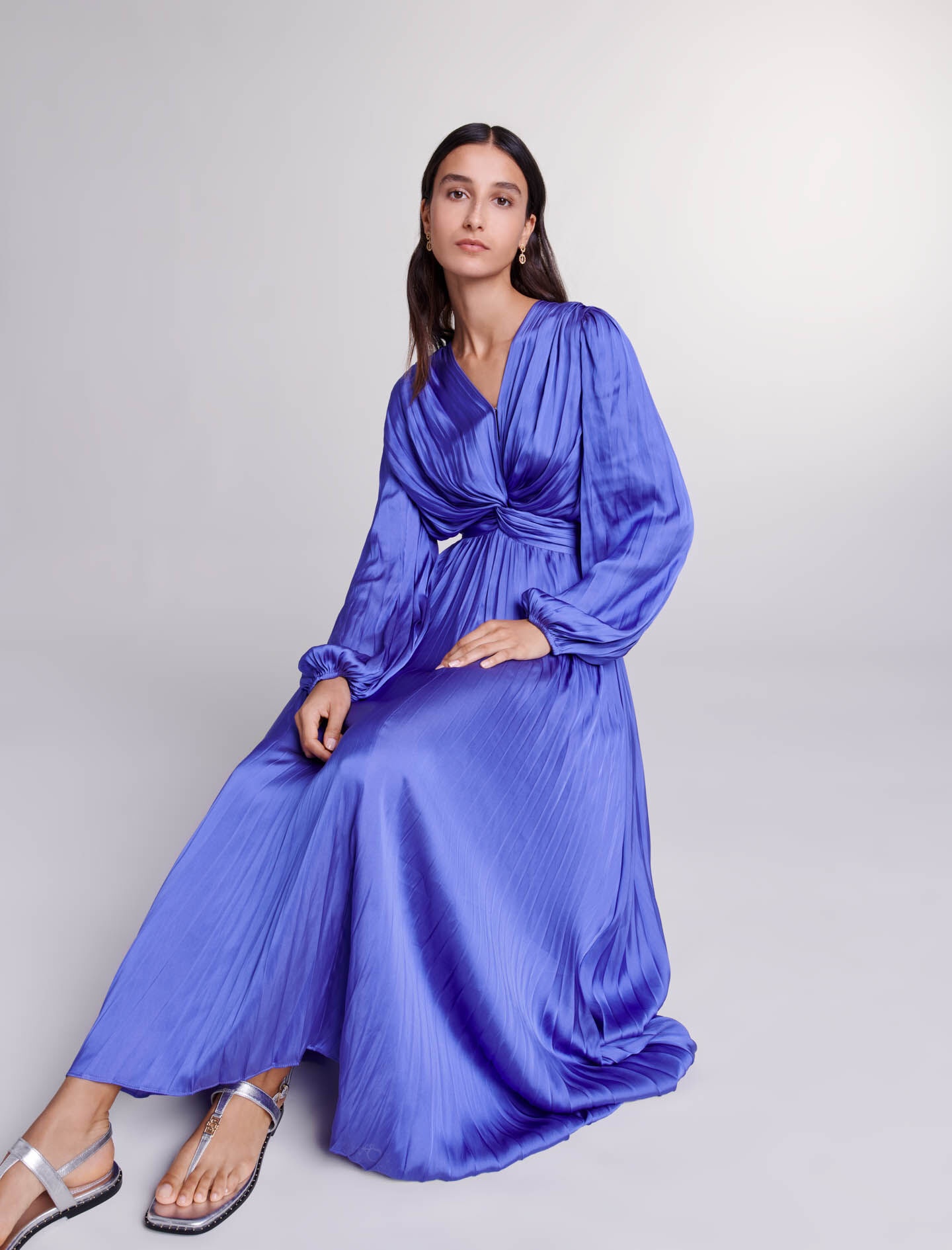 Satin-effect draped maxi dress - 3