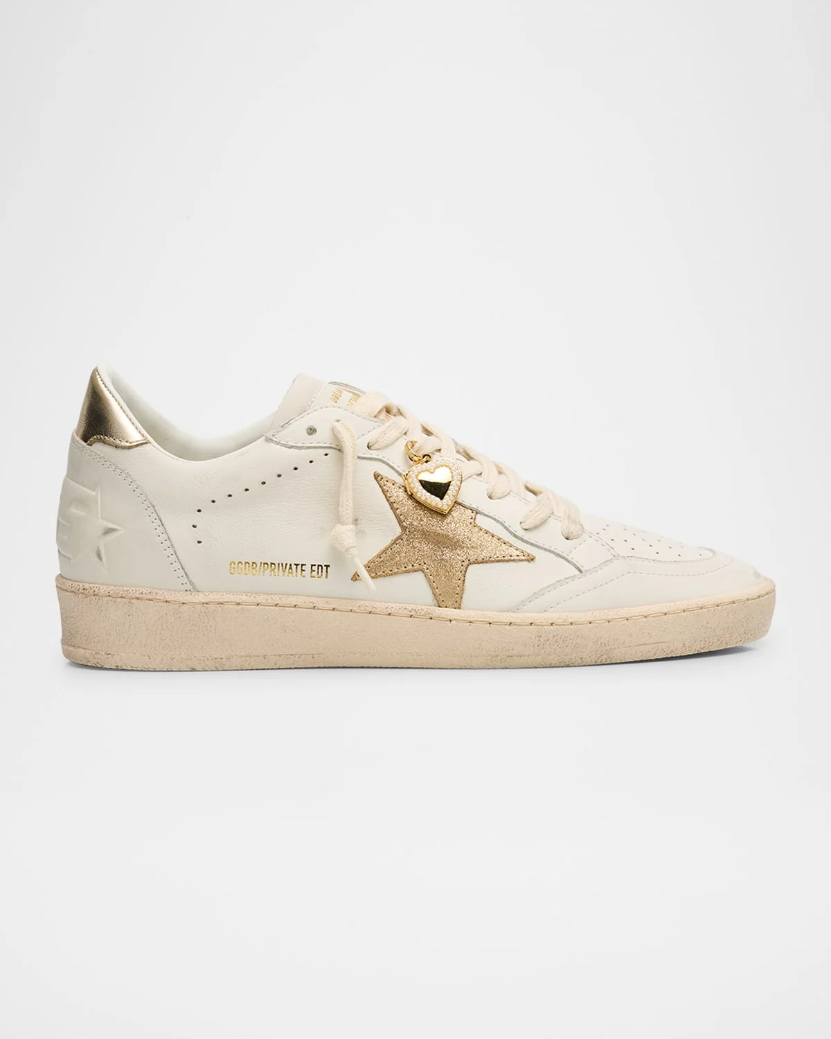 Ball Star Mixed Leather Low-Top Sneakers with Functional Locket - 1