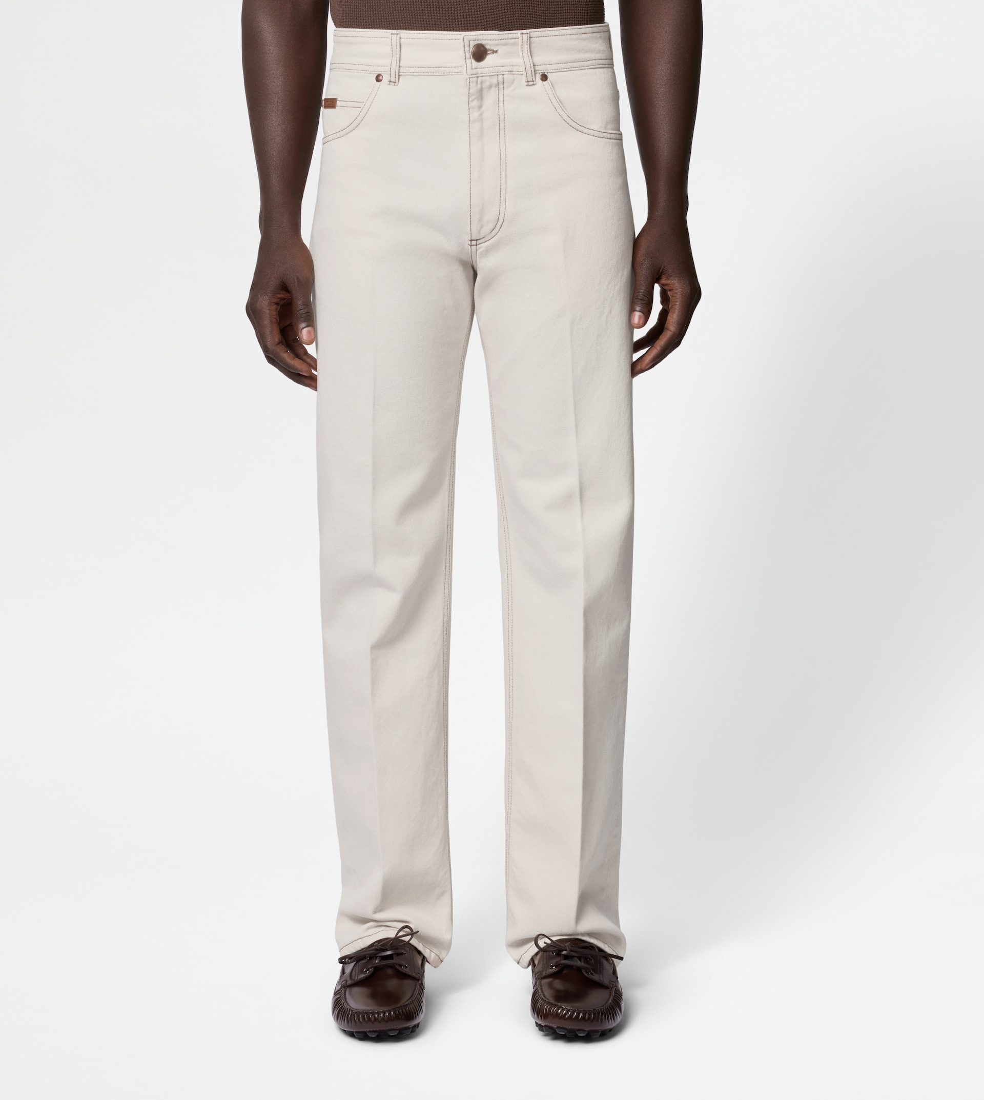RELAXED FIT 5 POCKET JEANS - BEIGE - 3