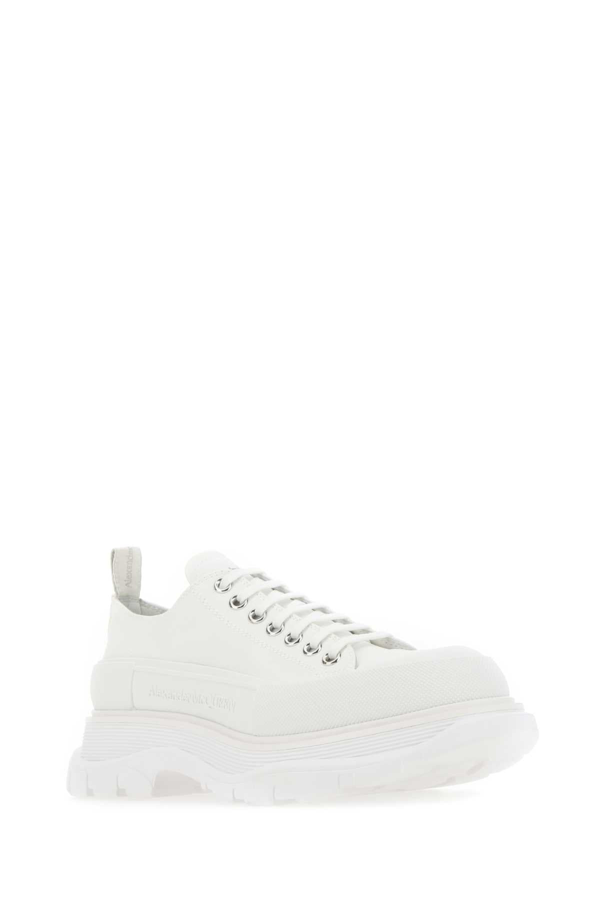 Alexander Mcqueen Men White Canvas Tread Slick Sneakers - 2