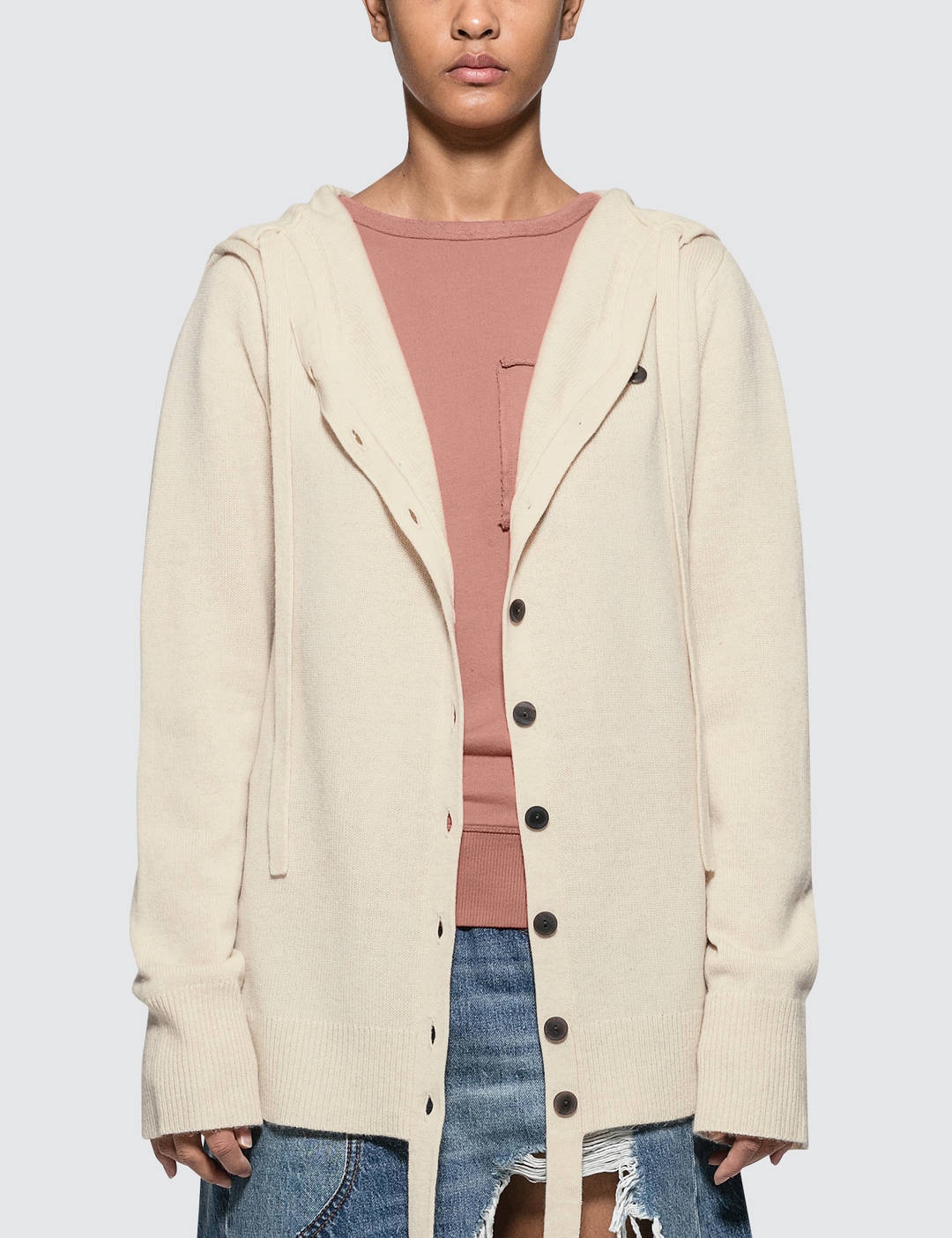 Wool Cashmere Hooded Cardigan - 1