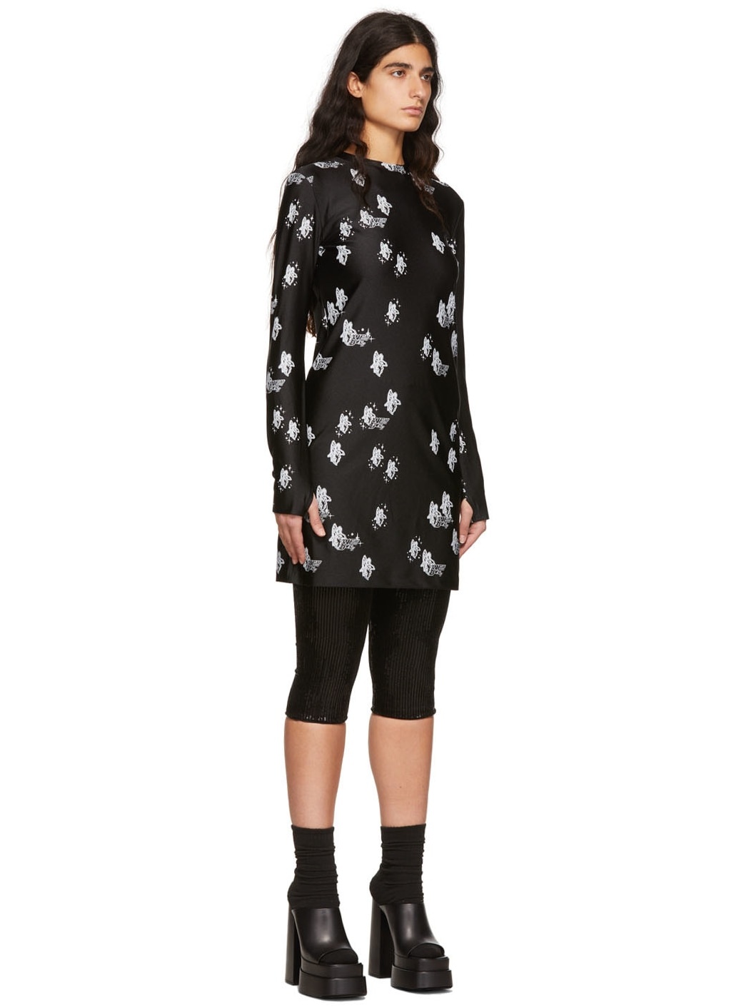 Black Artwork Mini Dress - 2