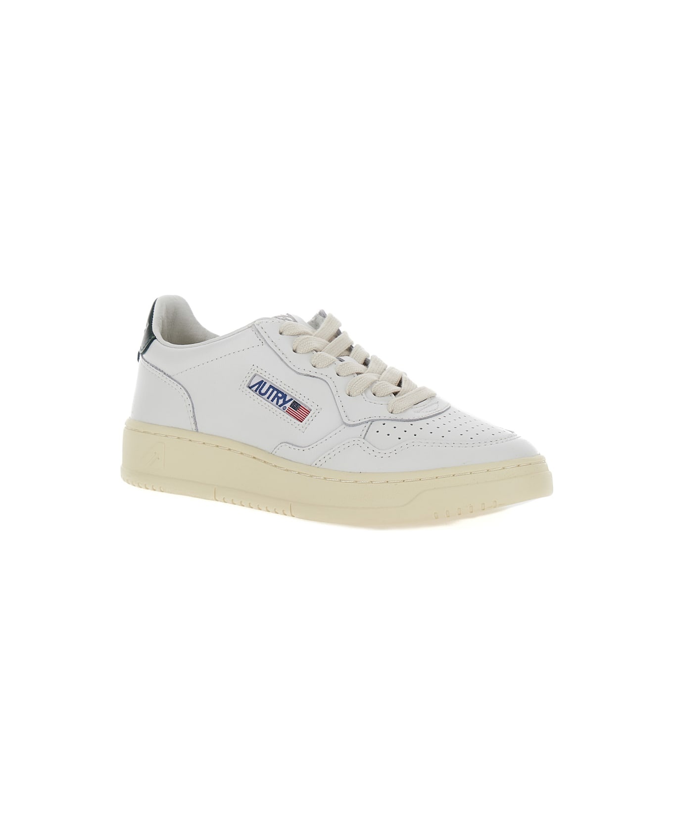 'medalist' White Low Top Sneakers With Contrasting Heel Tab In Leather Woman - 2