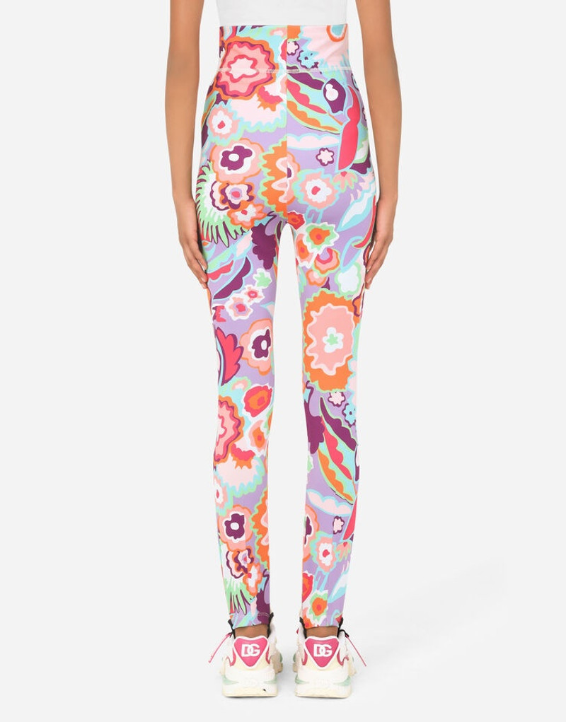 Dolce & Gabbana Run-resistant jersey leggings with 60s print outlook