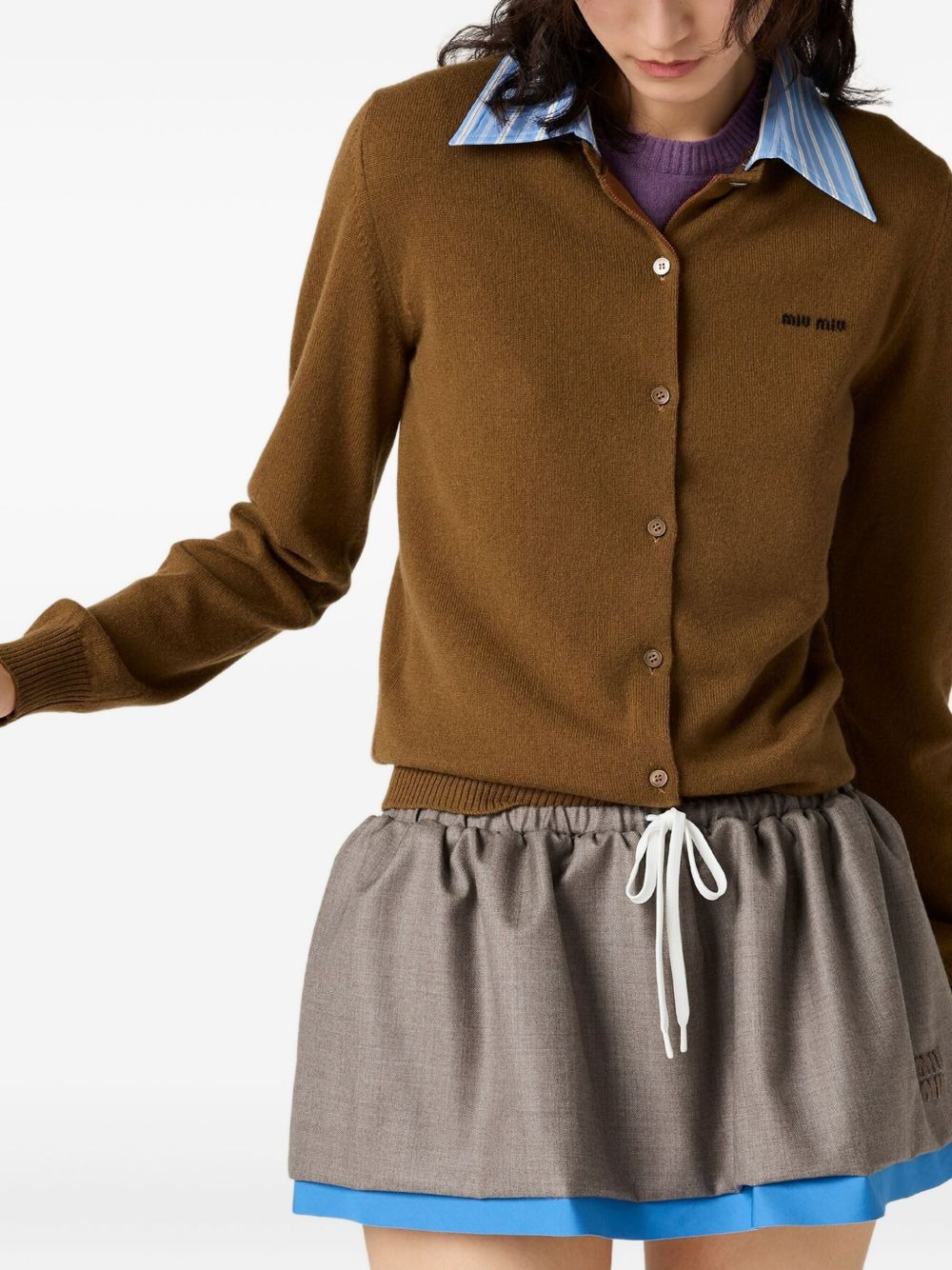 shirt-collar cashmere cardigan - 2