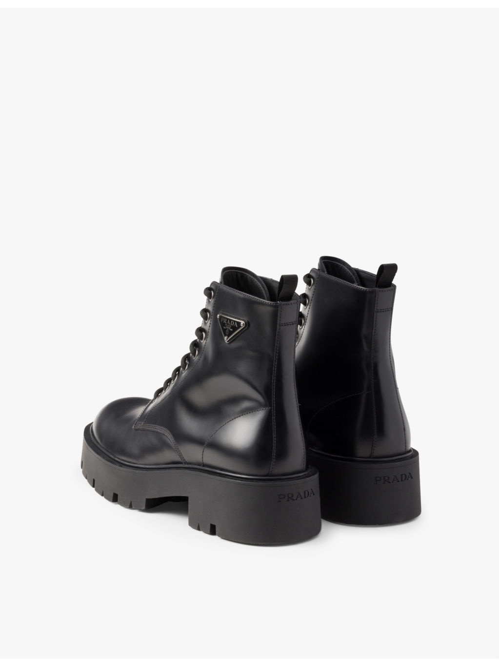 Brand-plaque brushed leather combat boots - 5