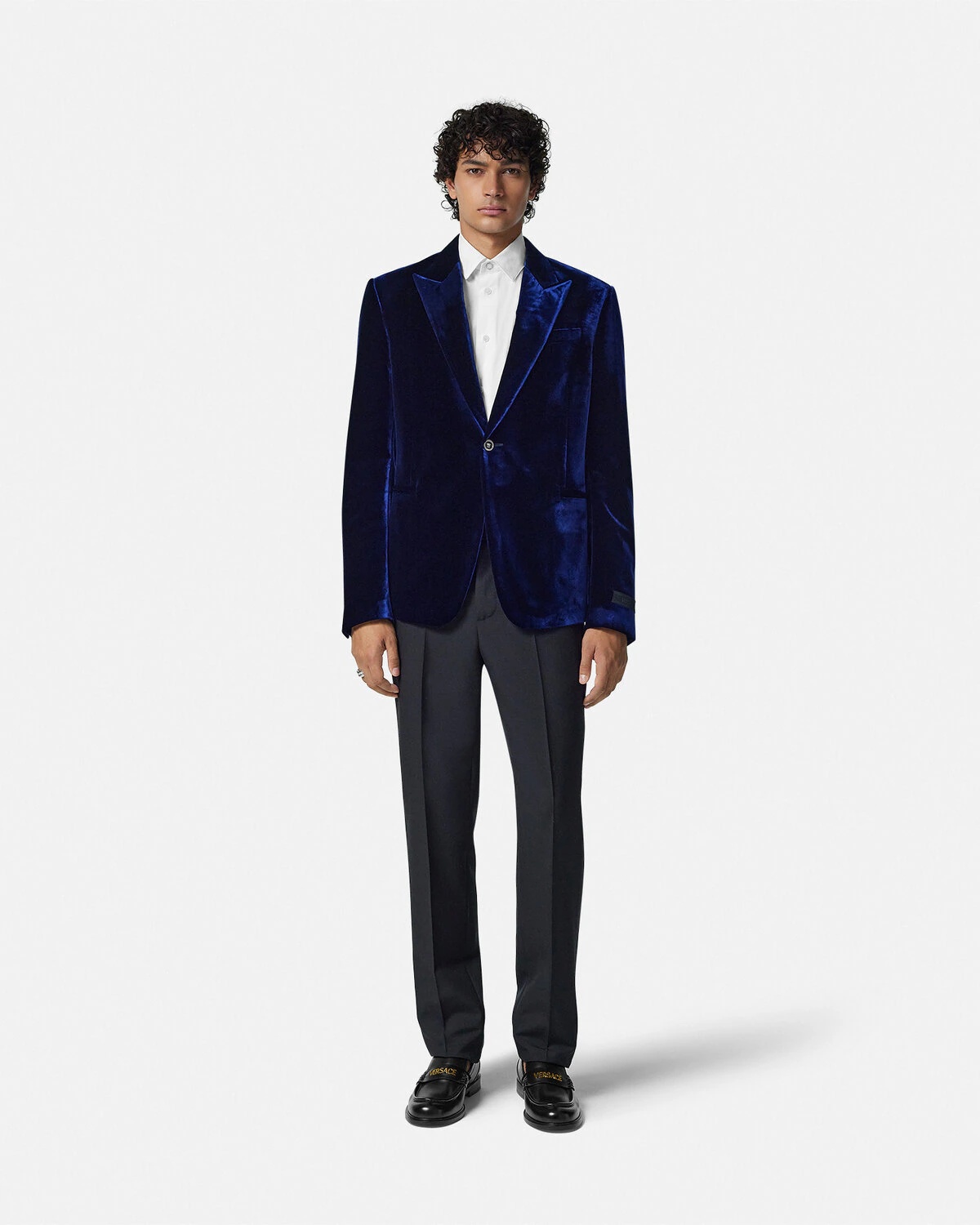Velvet Single-Breasted Blazer - 2