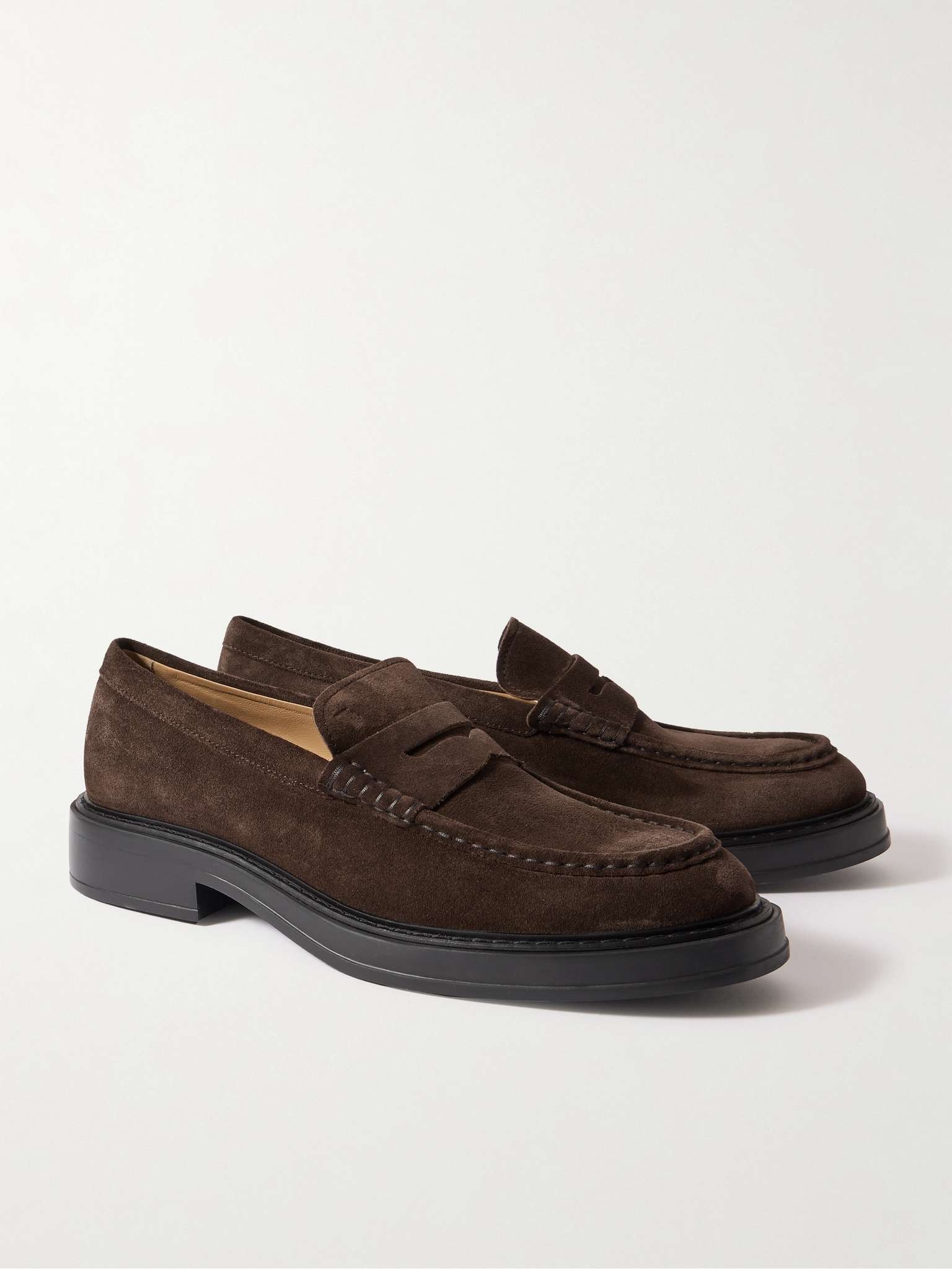 Logo-Debossed Suede Penny Loafers - 4