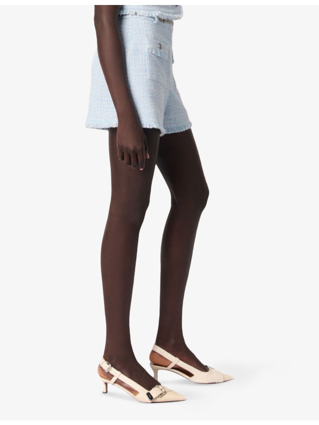 Chain-Belt Patch-Pocket Tweed Shorts - 3