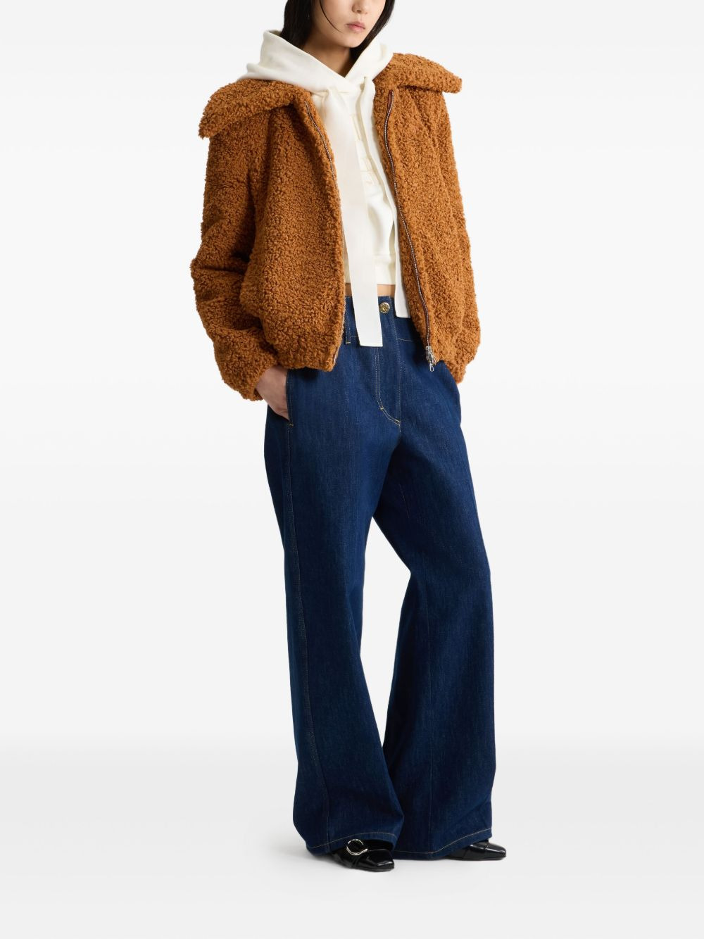 high-neck faux-fur bomber jacket - 2