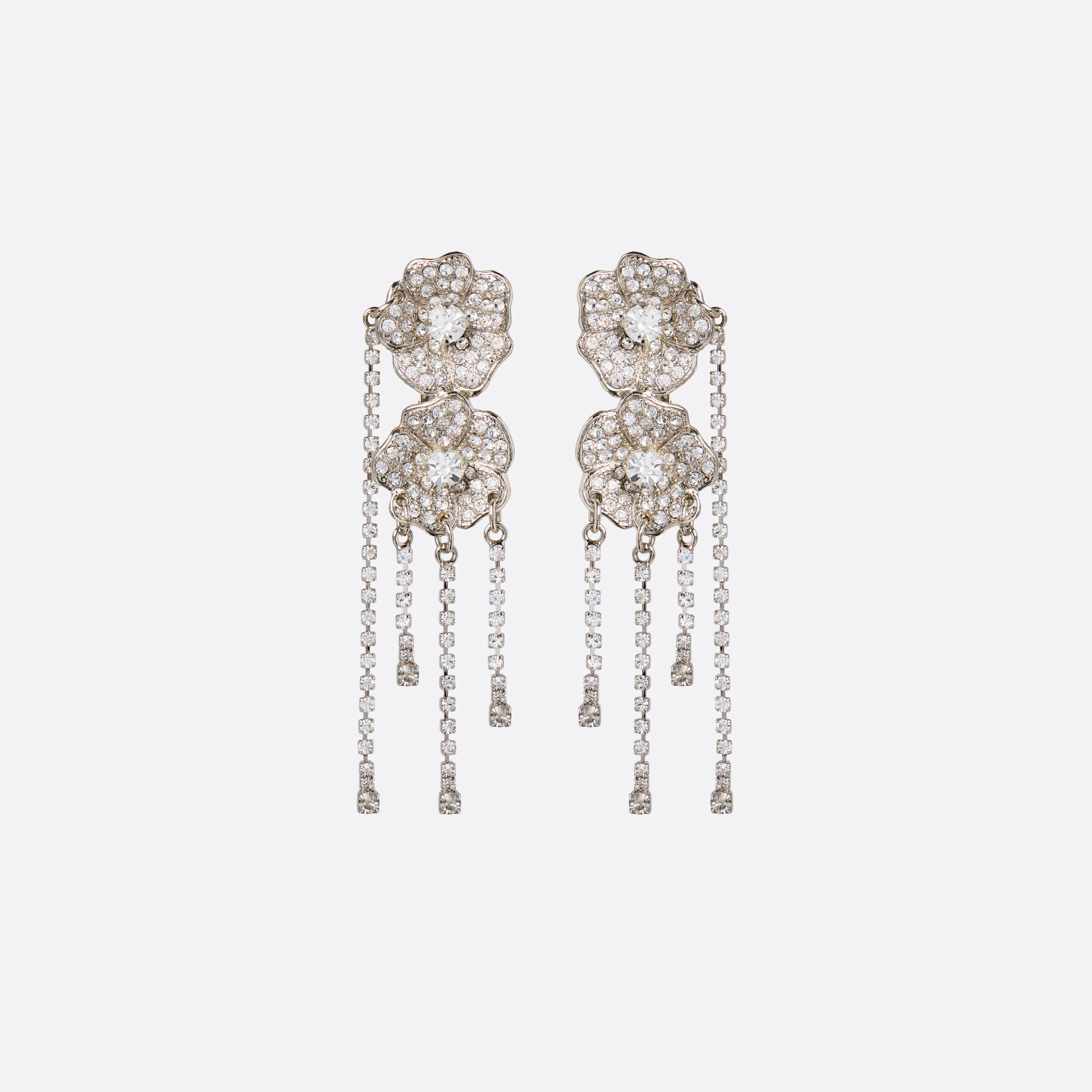 FLORAL EARRINGS WITH CRYSTAL FRINGES - 1