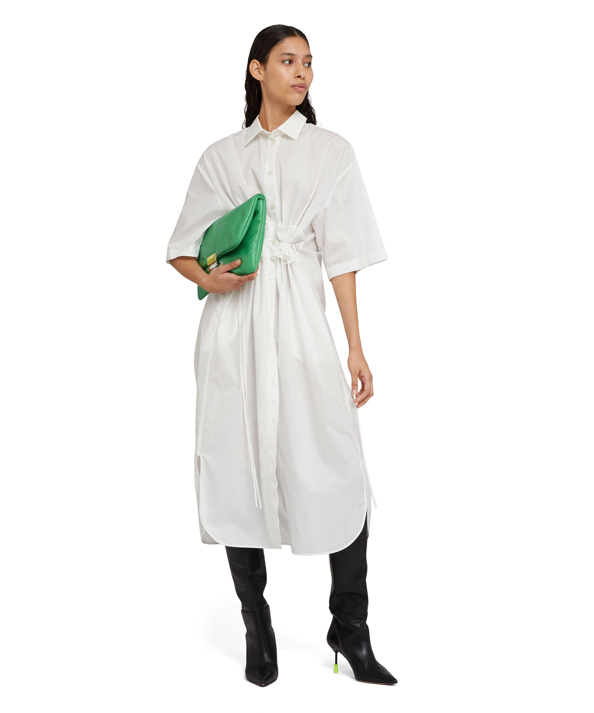 Poplin cotton chemisier dress with ruffled details - 5