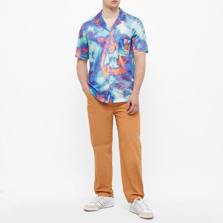 adidas originals Full Print Tie Dye Color Block Printing Embroidered Logo Short Sleeve Shirt Multico - 2