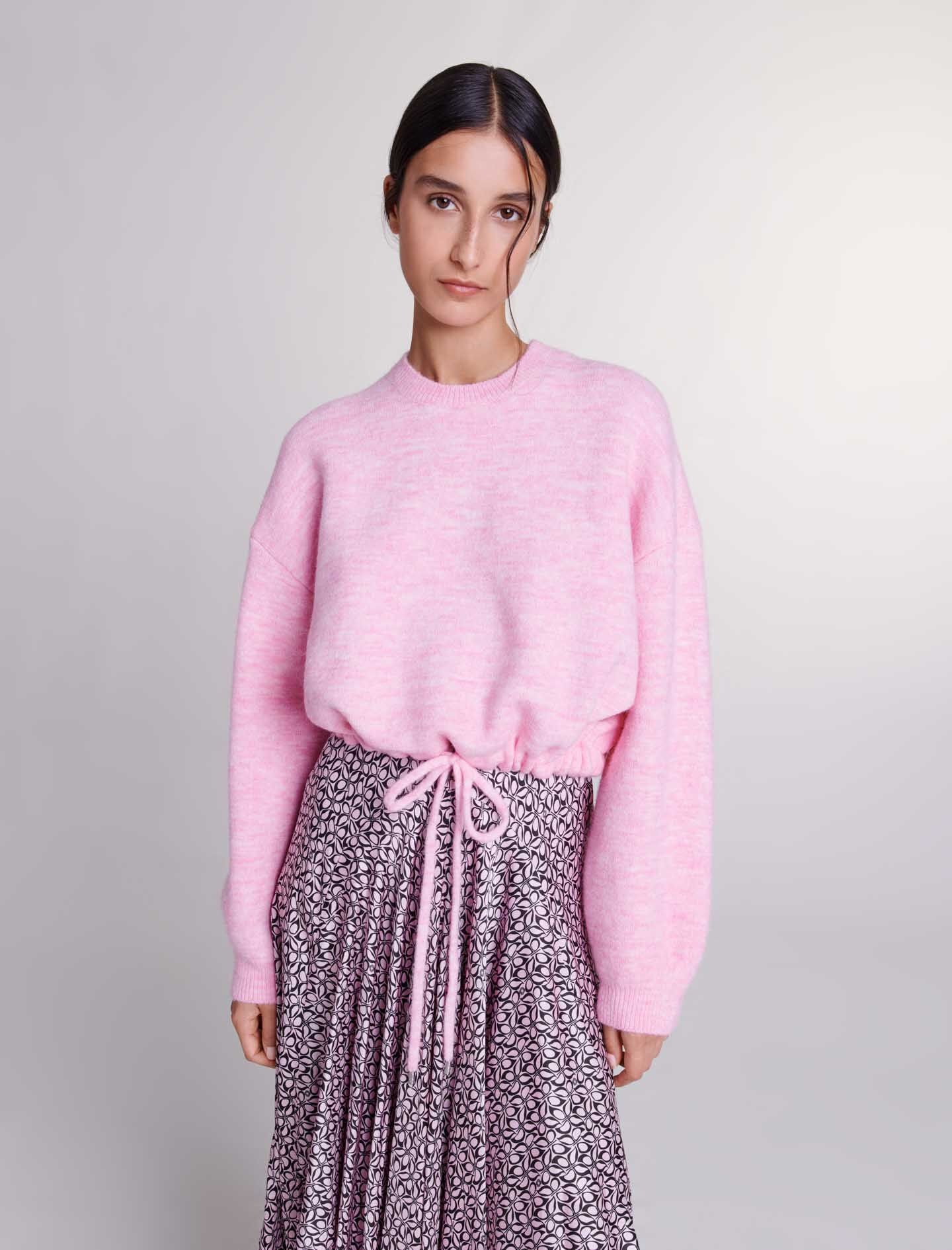 Cropped knit jumper with drawstring - 6