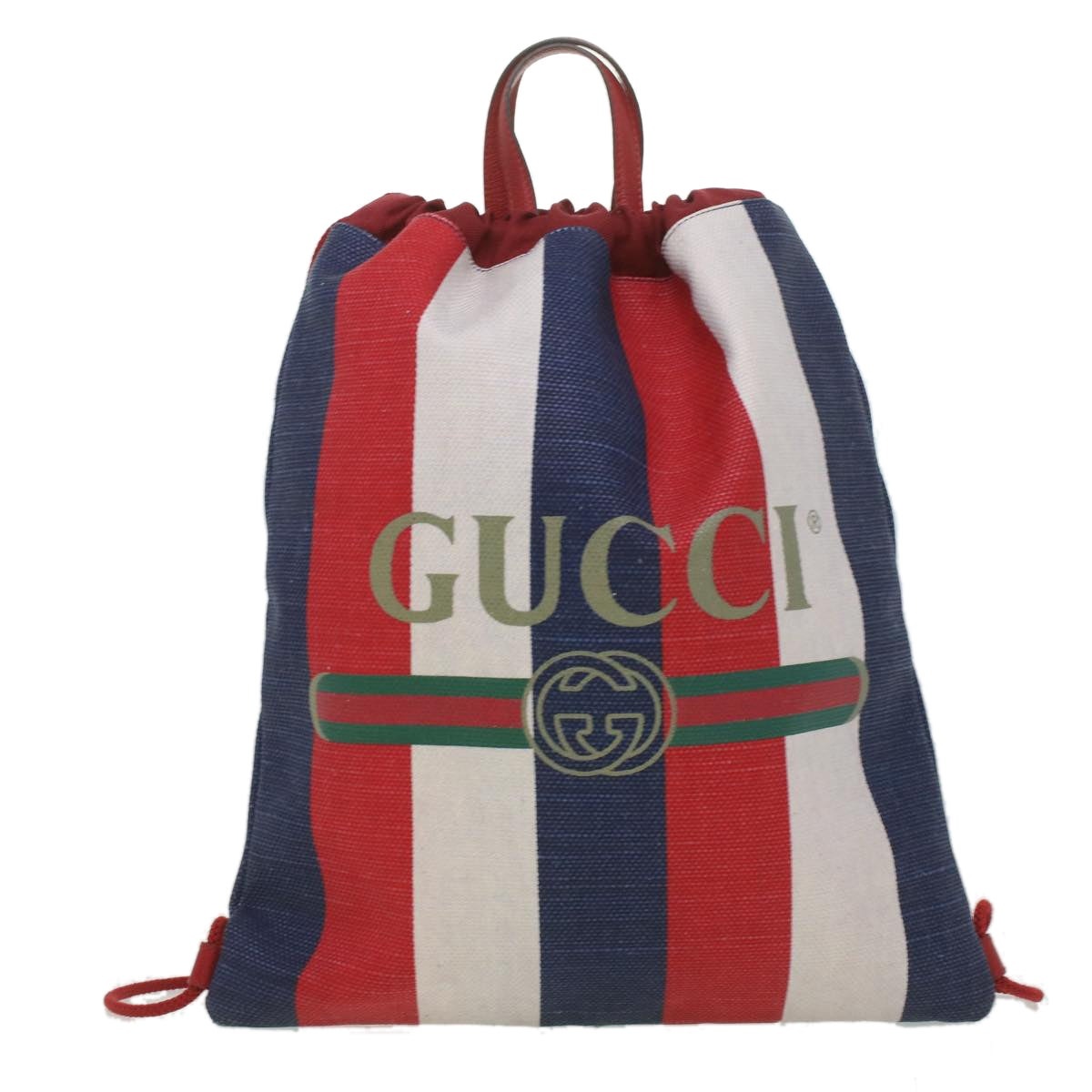 GUCCI Web Sherry Line Backpack Canvas Tricolor Red Blue Green - 13